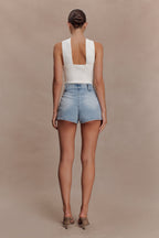 Erin Mid Rise Denim Shorts in Washed Light Blue – Chic&Drifts