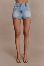 Erin Mid Rise Denim Shorts in Washed Light Blue – Chic&Drifts