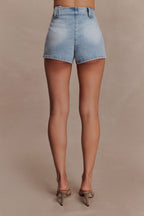 Erin Mid Rise Denim Shorts in Washed Light Blue – Chic&Drifts