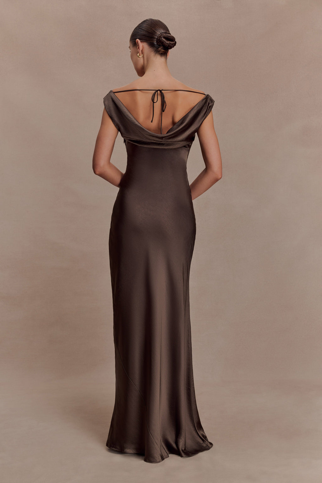 Ashley Cowl Neck Lace And Satin Maxi Dress in Ice Blue – Chic&Drifts