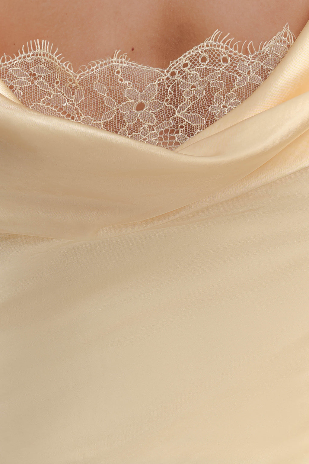 Eliza Long Sleeve Cowl Lace And Satin Maxi Dress in Ivory – Chic&Drifts