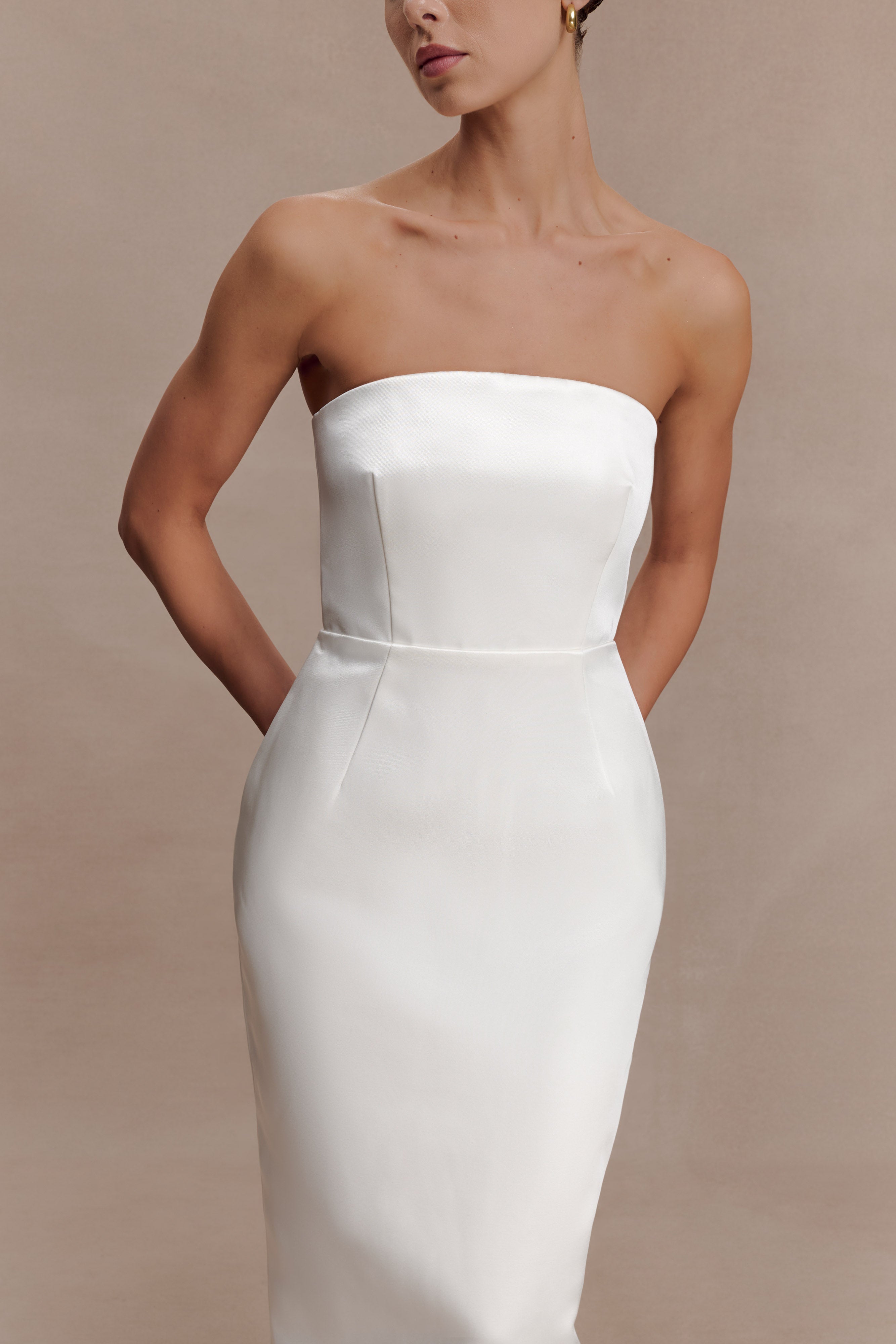 Ophelia Peplum Satin Maxi Dress