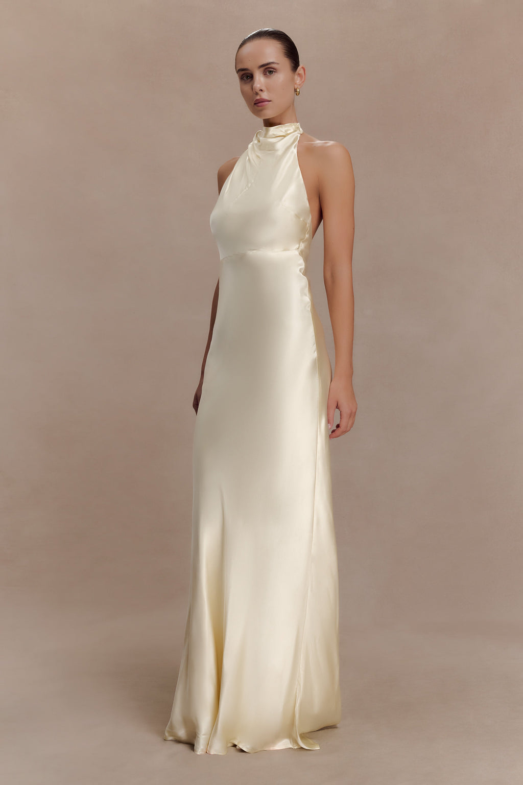 Esther Iridescent Satin Cowl Maxi Dress in Lemon Sorbet – Chic&Drifts