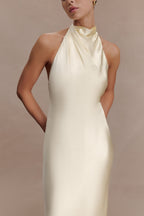 Esther Iridescent Satin Cowl Maxi Dress in Lemon Sorbet – Chic&Drifts