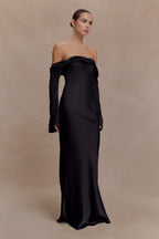 Giselle Off Shoulder Cowl Neck Maxi Dress in Black – Chic&Drifts