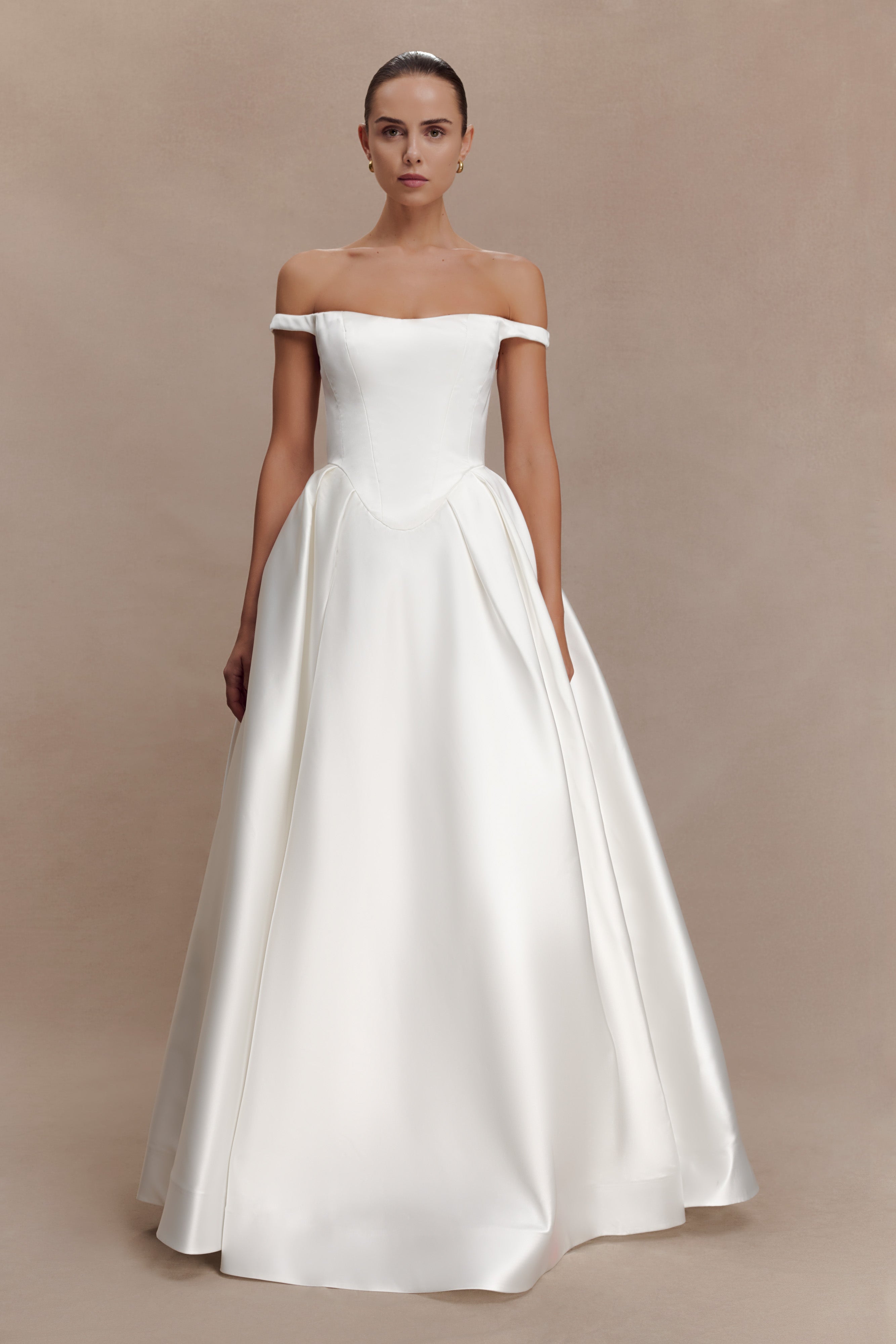 Willow Off Shoulder Satin Maxi Gown
