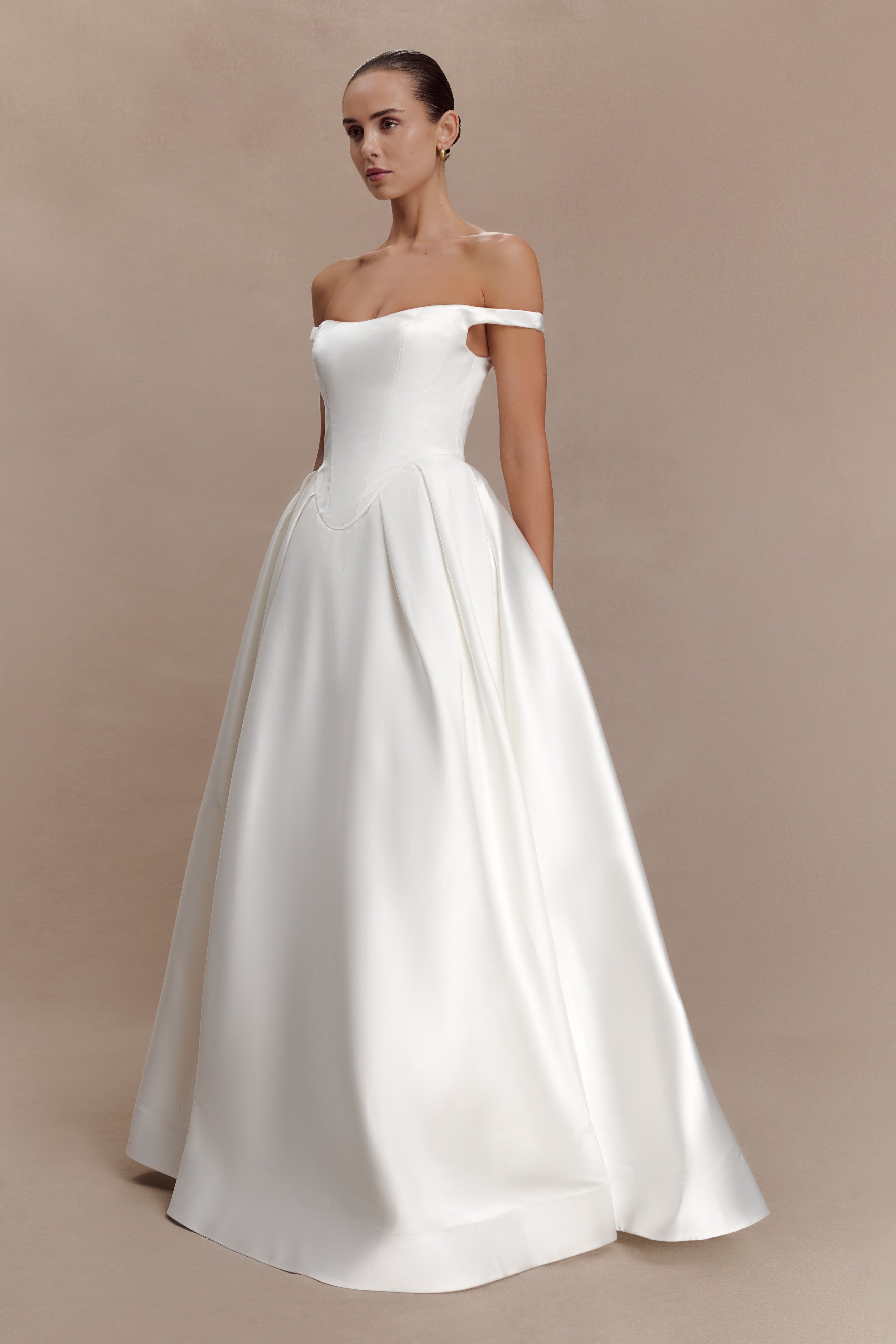 Willow Off Shoulder Satin Maxi Gown