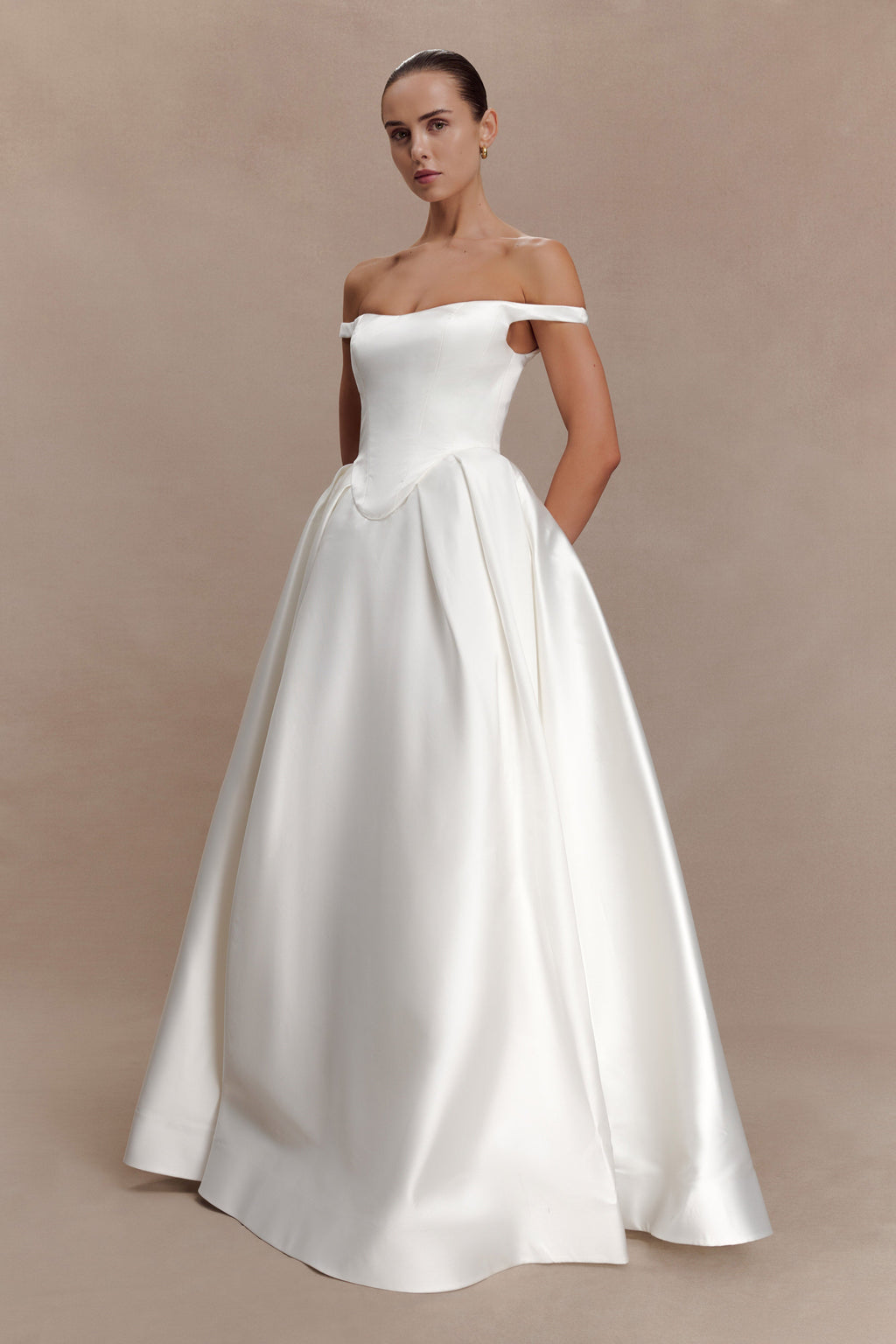 Willow Off Shoulder Satin Maxi Gown