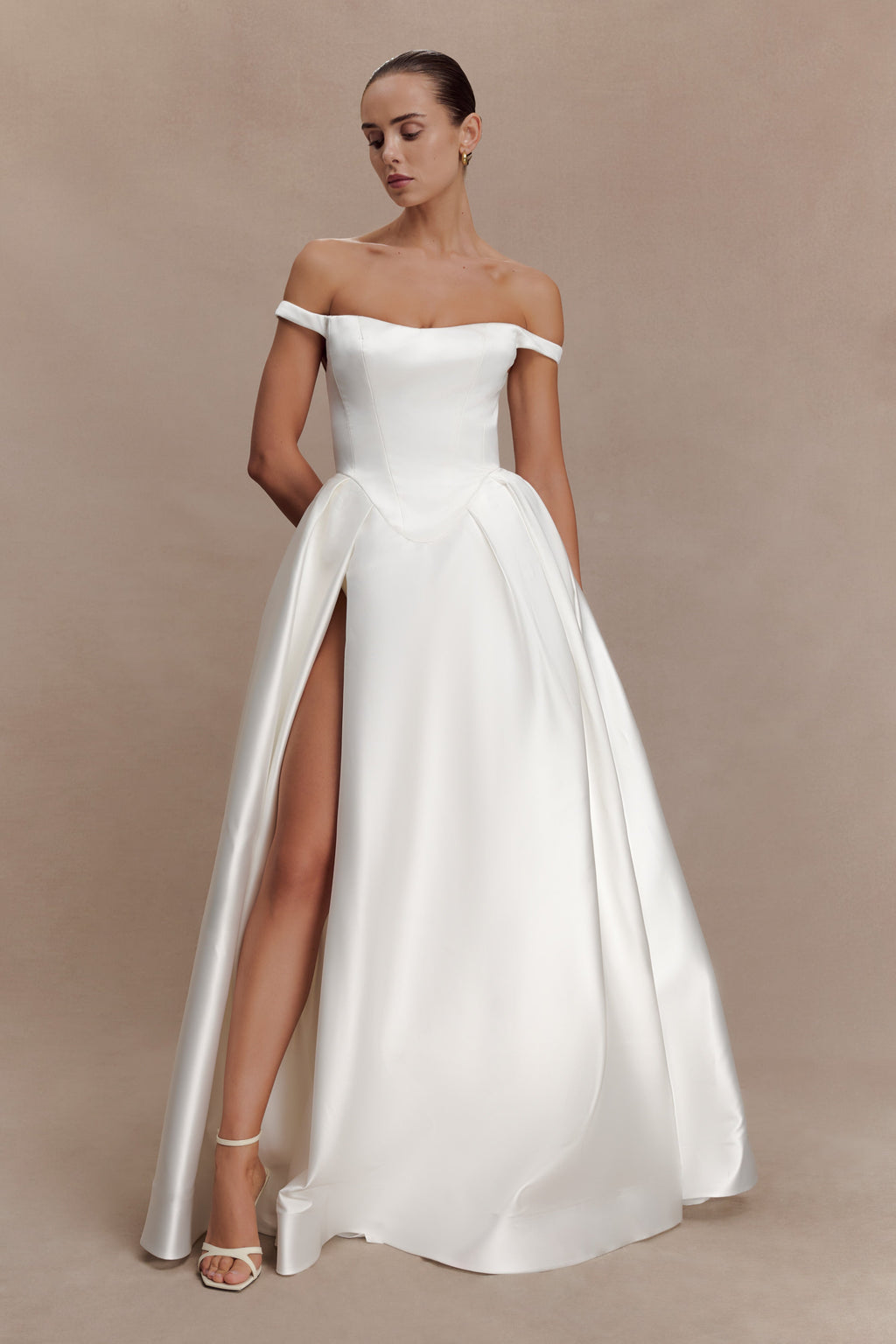 Willow Off Shoulder Satin Maxi Gown