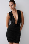 Scarlet Slinky Cowl Mini Dress