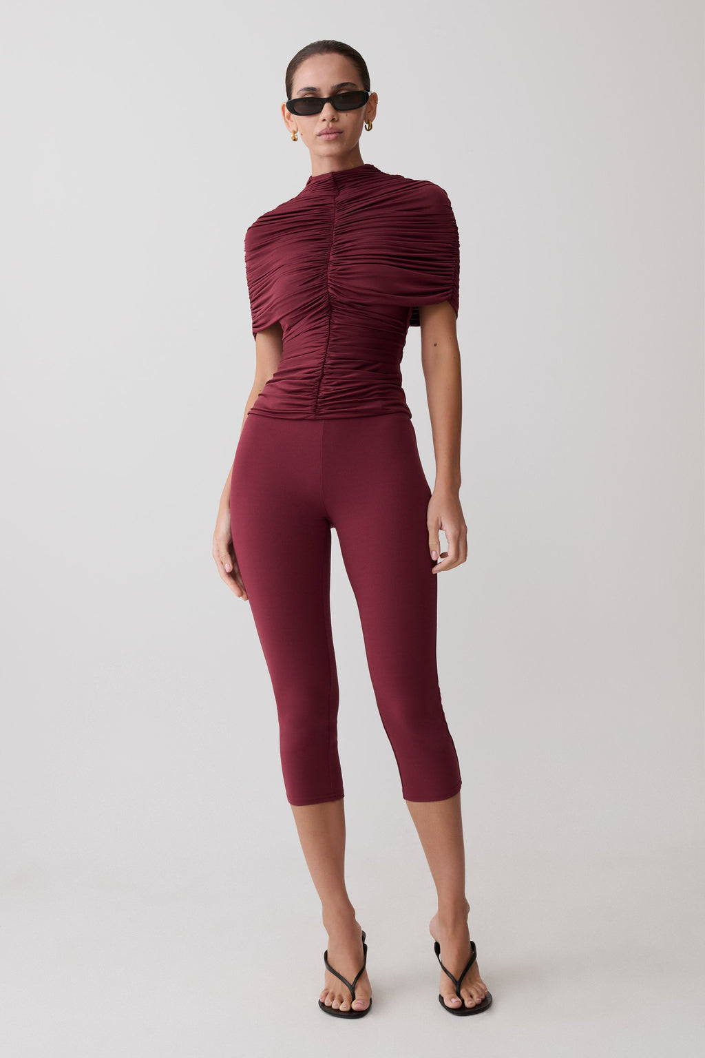 Blanca Stretch Crepe Capri Trousers - Mahogany