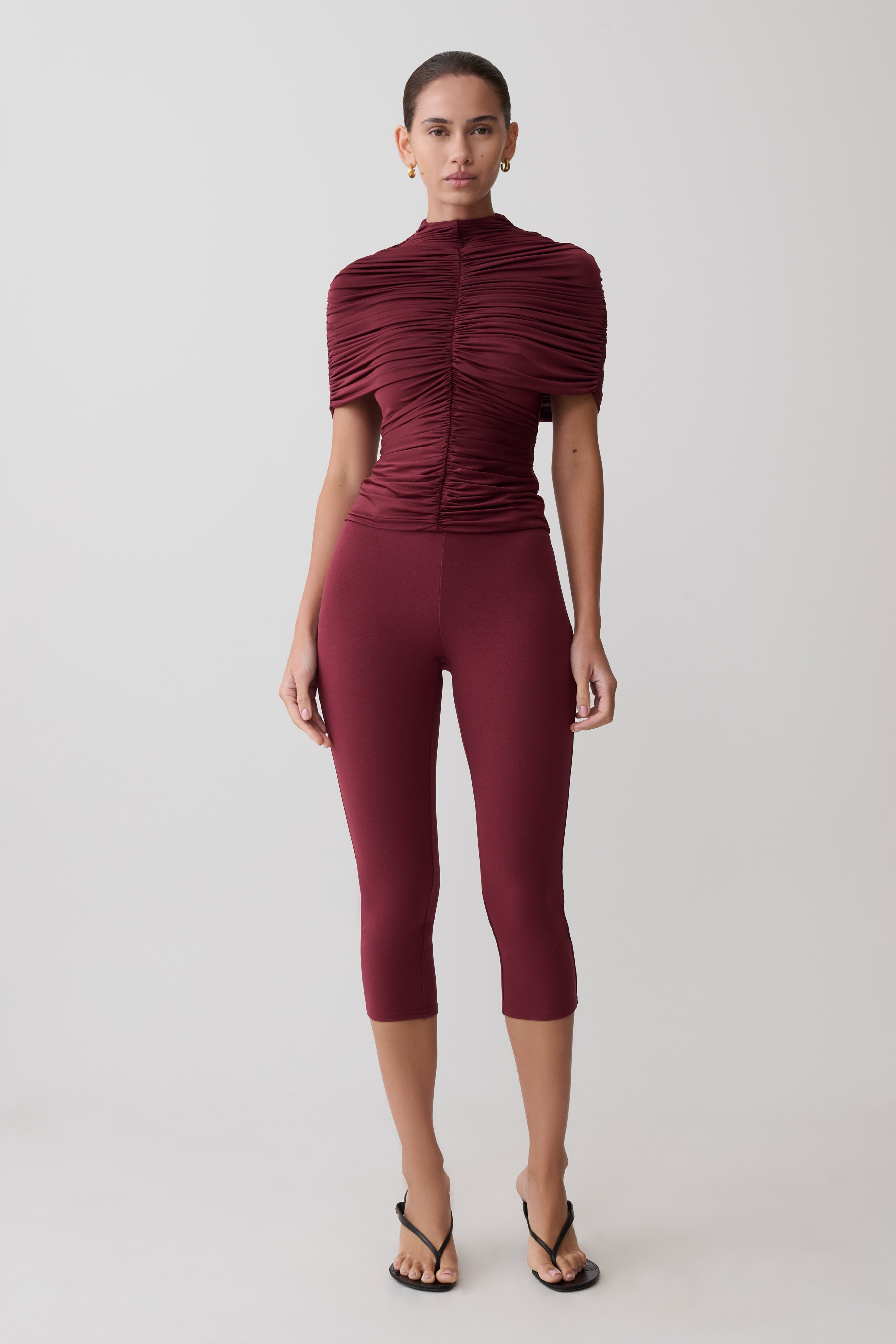 Blanca Stretch Crepe Capri Trousers - Mahogany