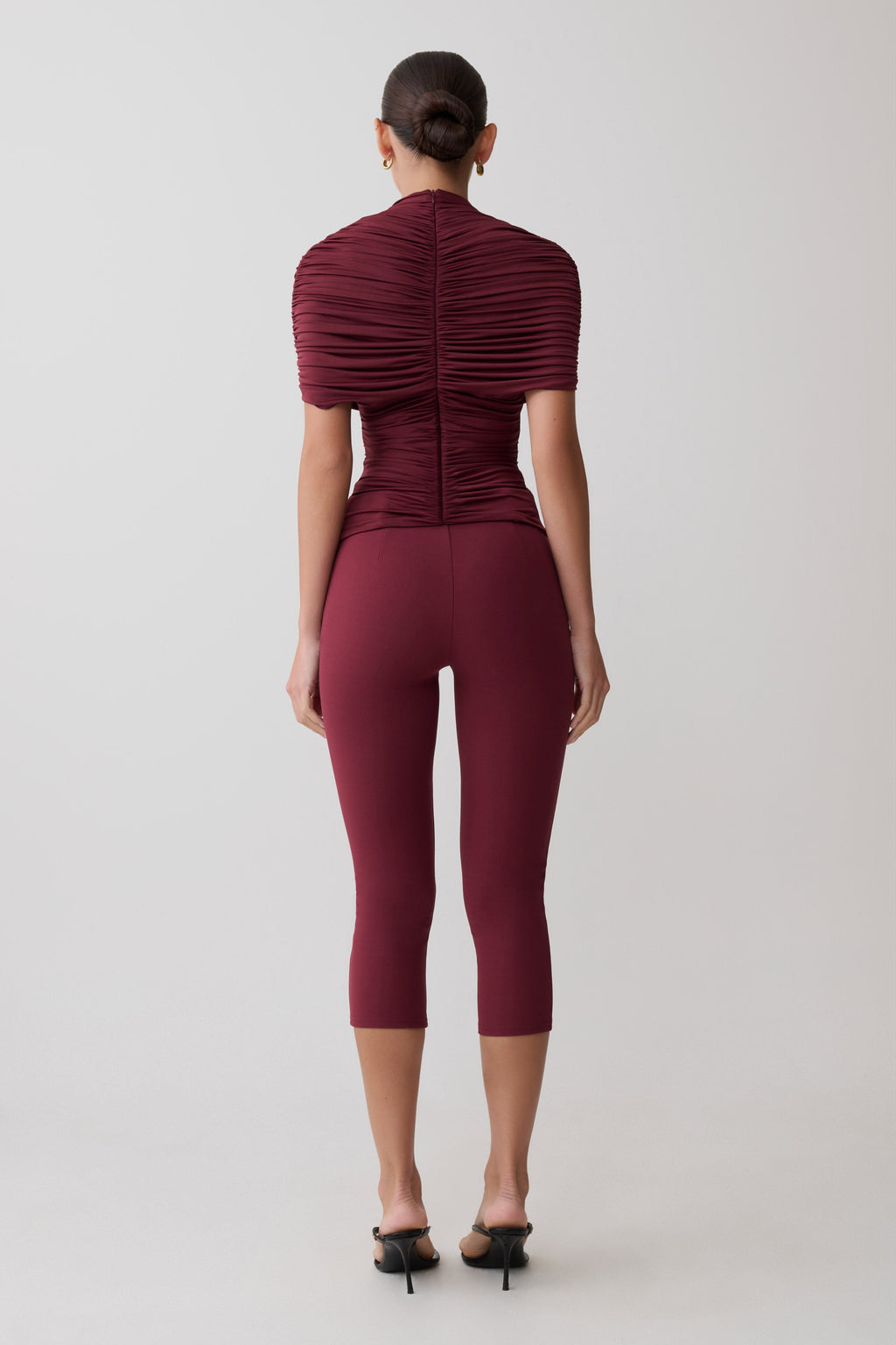 Blanca Stretch Crepe Capri Trousers - Mahogany