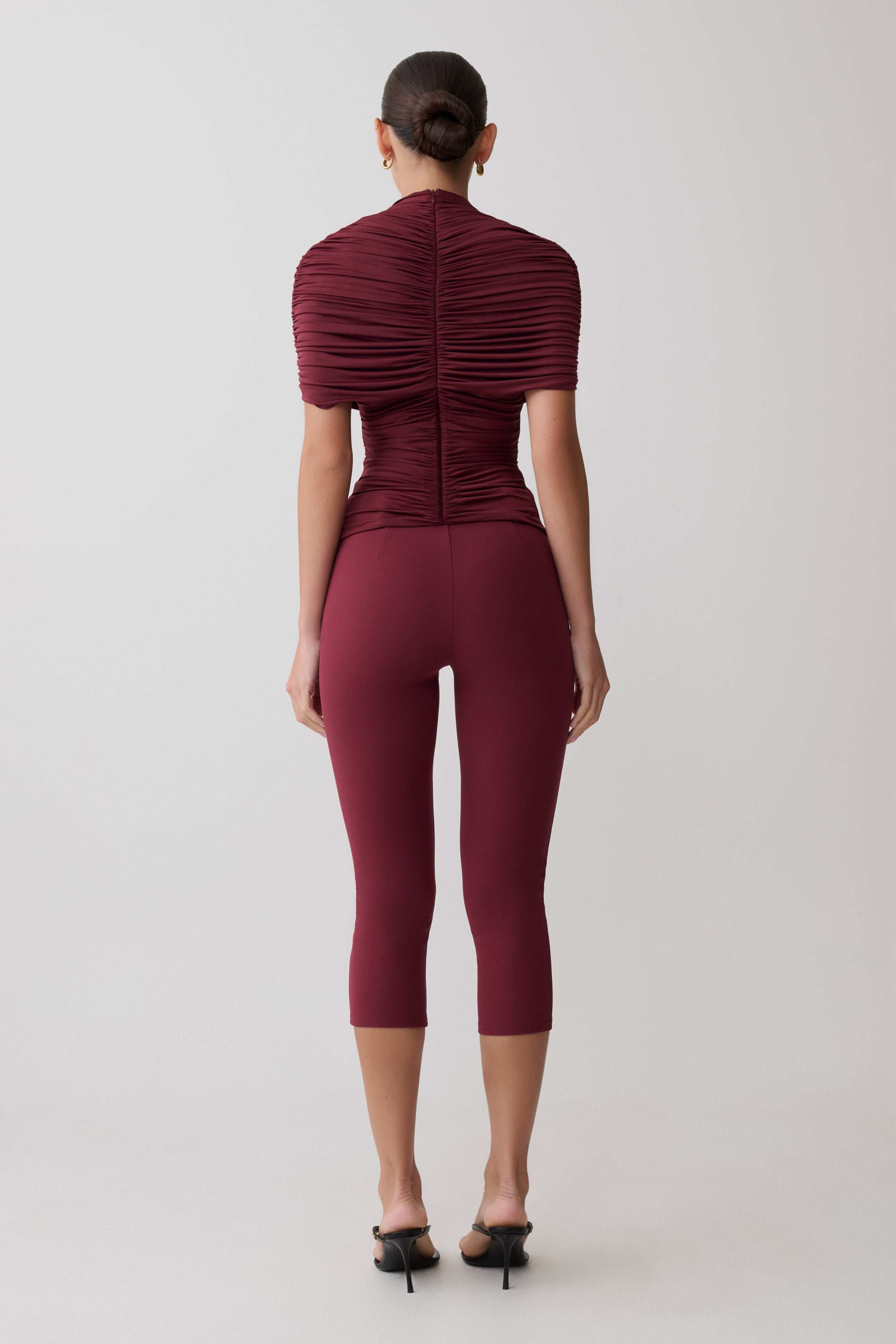 Blanca Stretch Crepe Capri Trousers - Mahogany