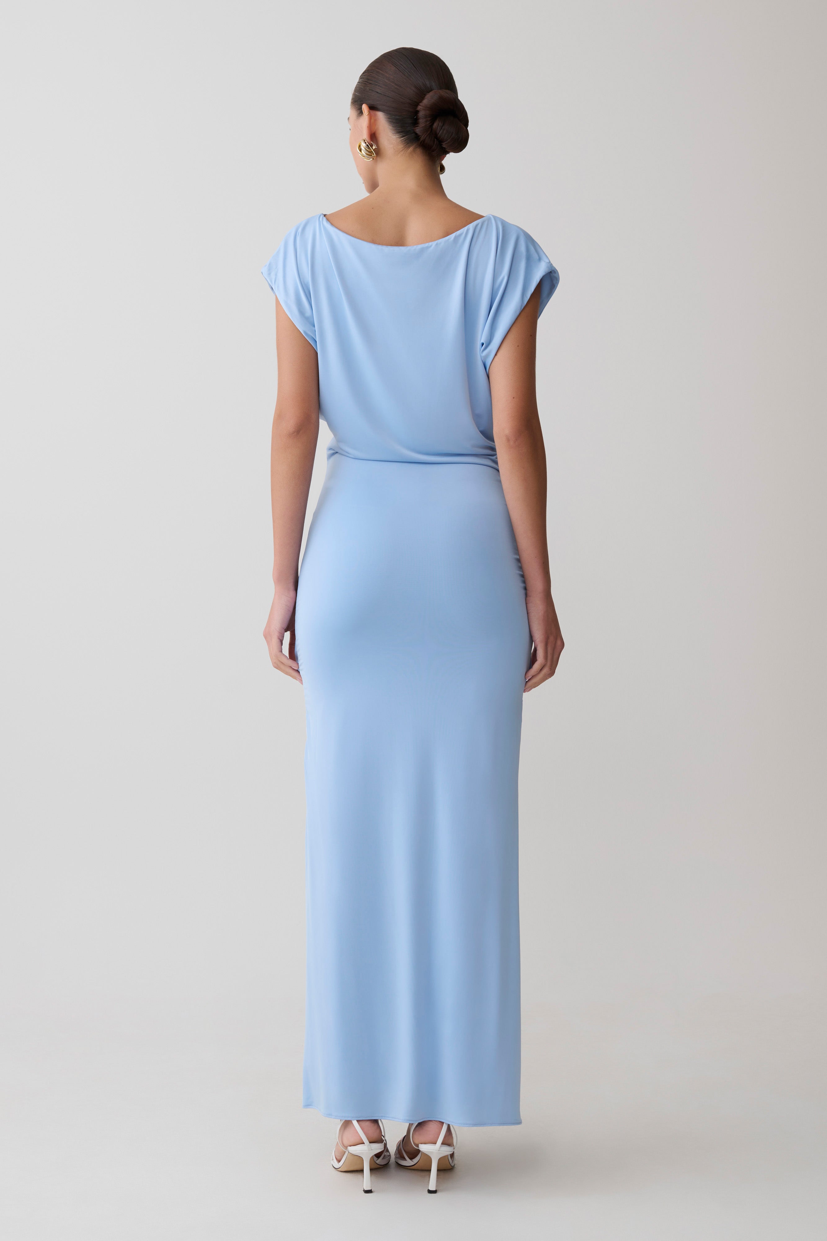 Maiara Shortsleeve Slinky Tie Maxi Dress