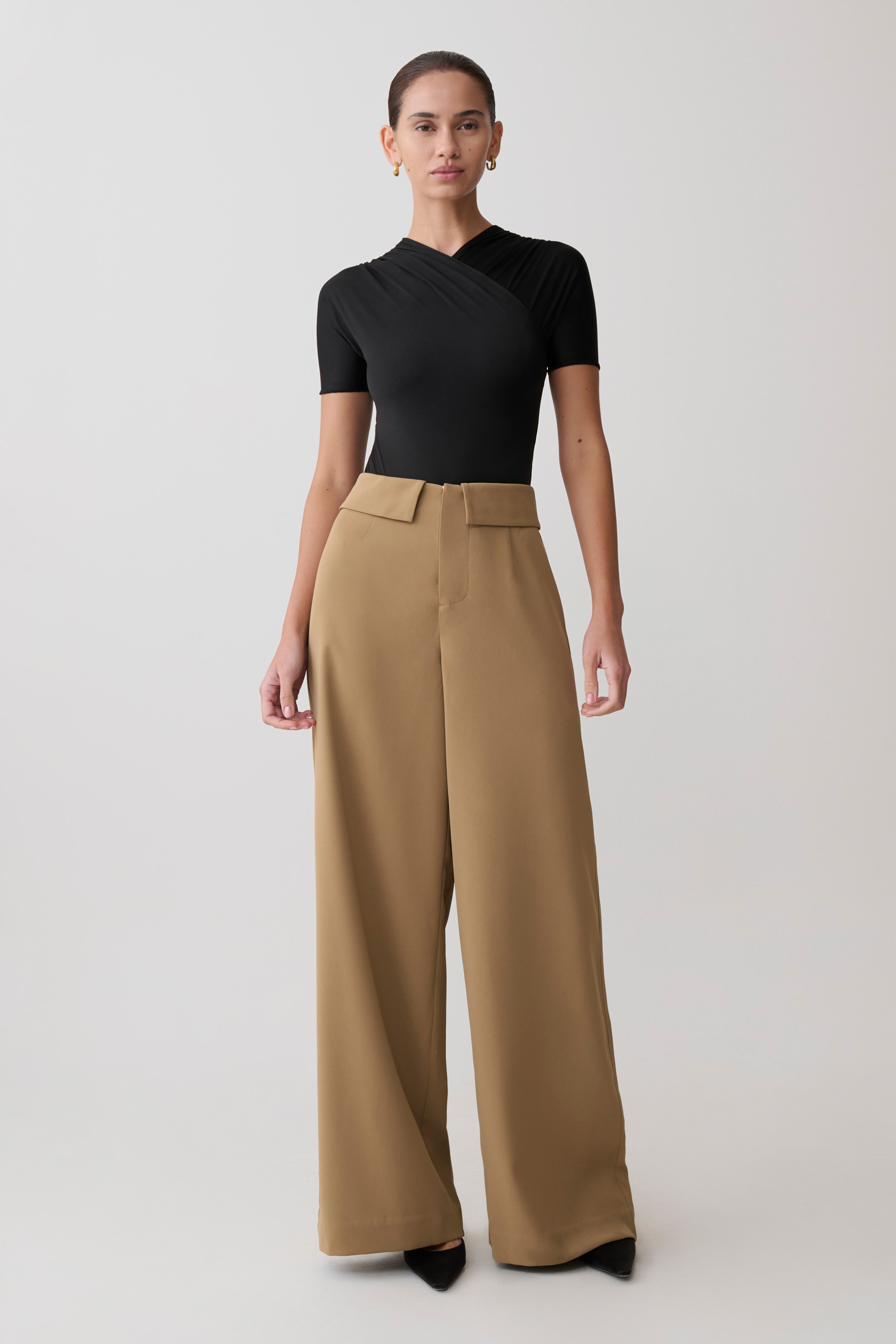 Tanya Wide Leg Suiting Trousers - Camel