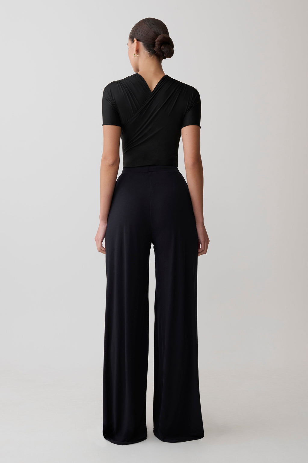 Dewi Wide Leg Modal Trousers - Black