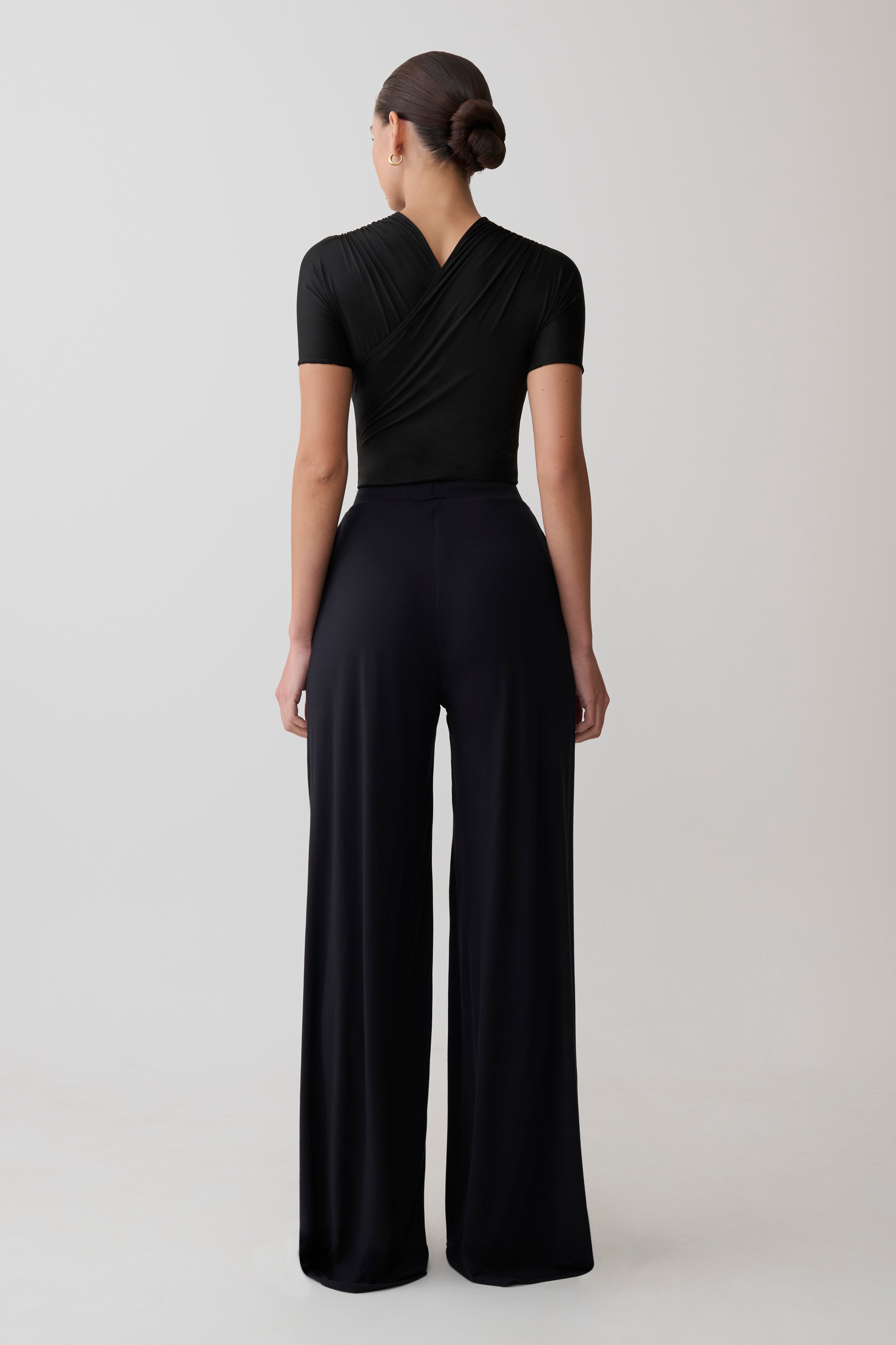 Dewi Wide Leg Modal Trousers - Black