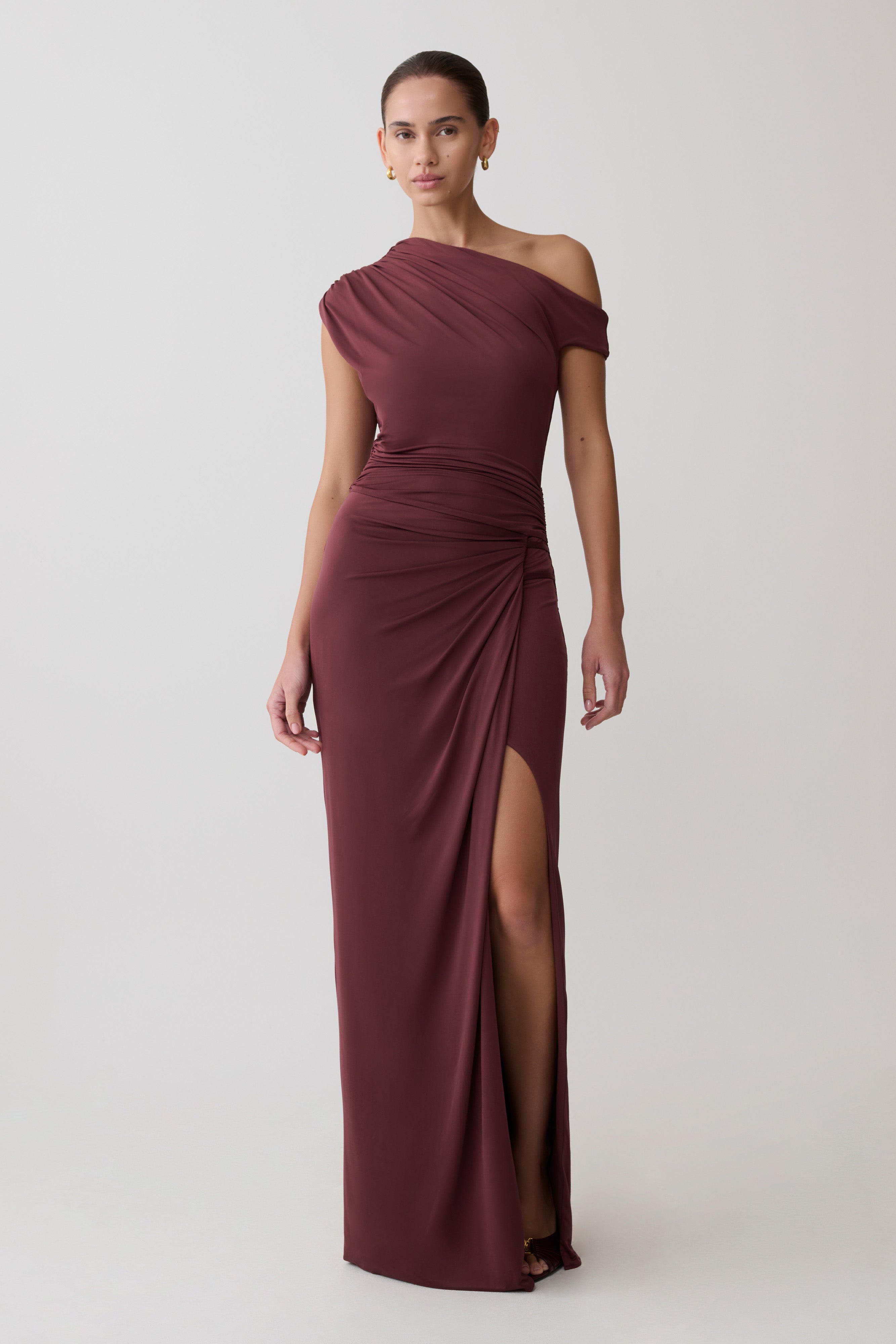 Alyn Off Shoulder Draped Maxi Dress