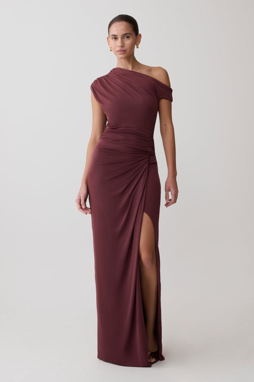 Alyn Off Shoulder Draped Maxi Dress