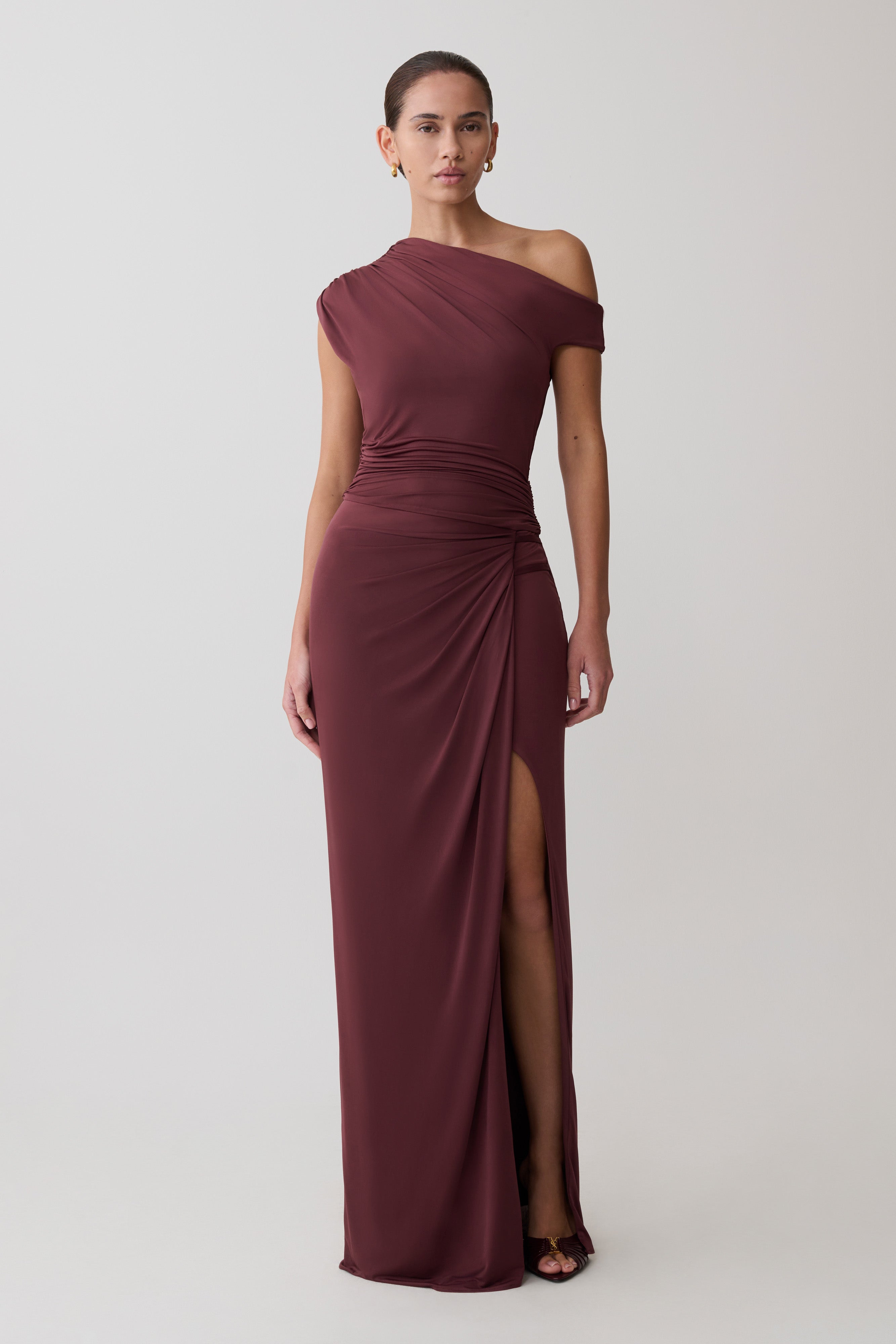 Alyn Off Shoulder Draped Maxi Dress