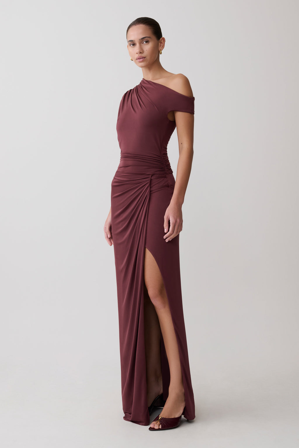 Alyn Off Shoulder Draped Maxi Dress