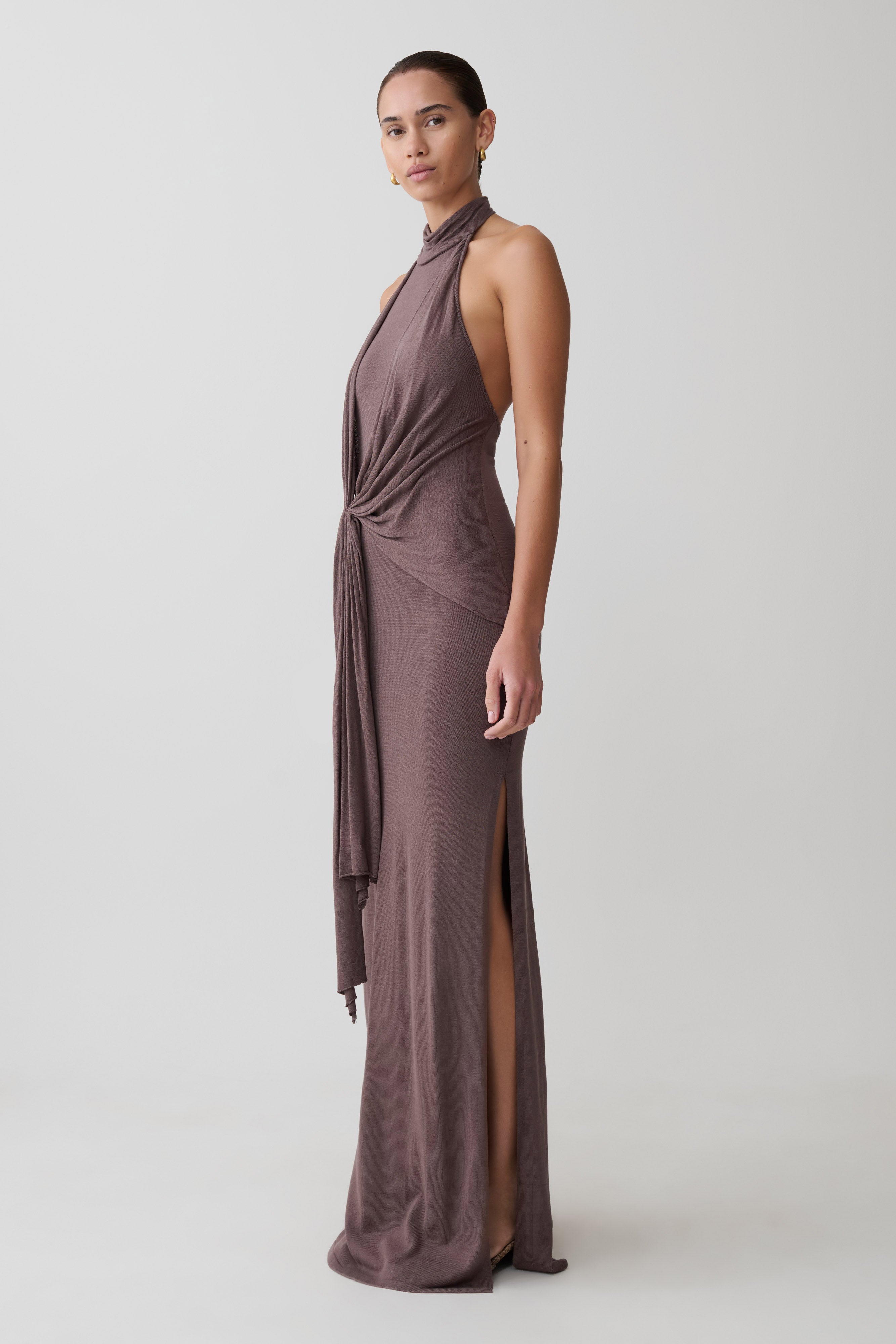 Cindylou Halter Knit Maxi Dress