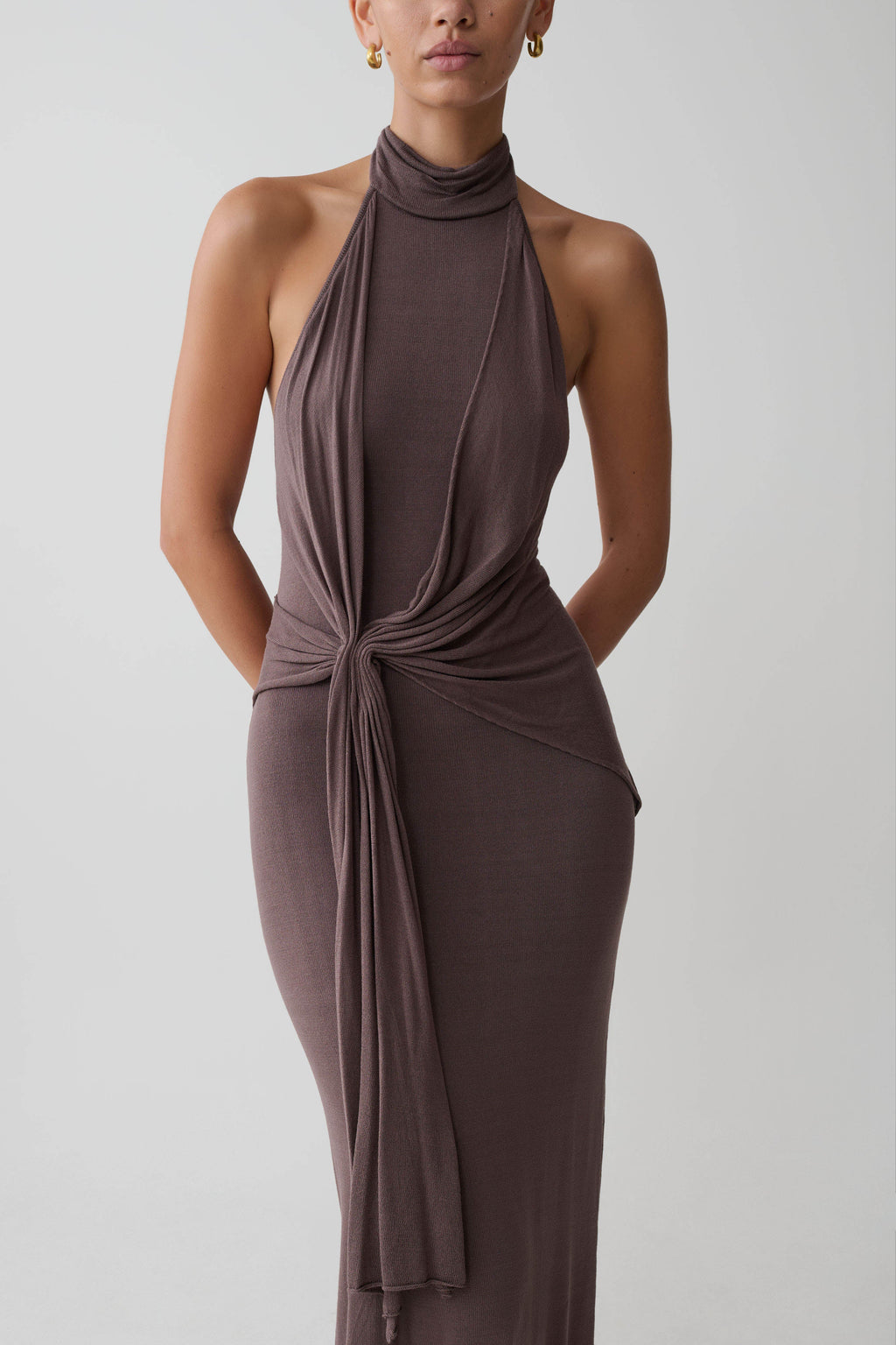 Cindylou Halter Knit Maxi Dress