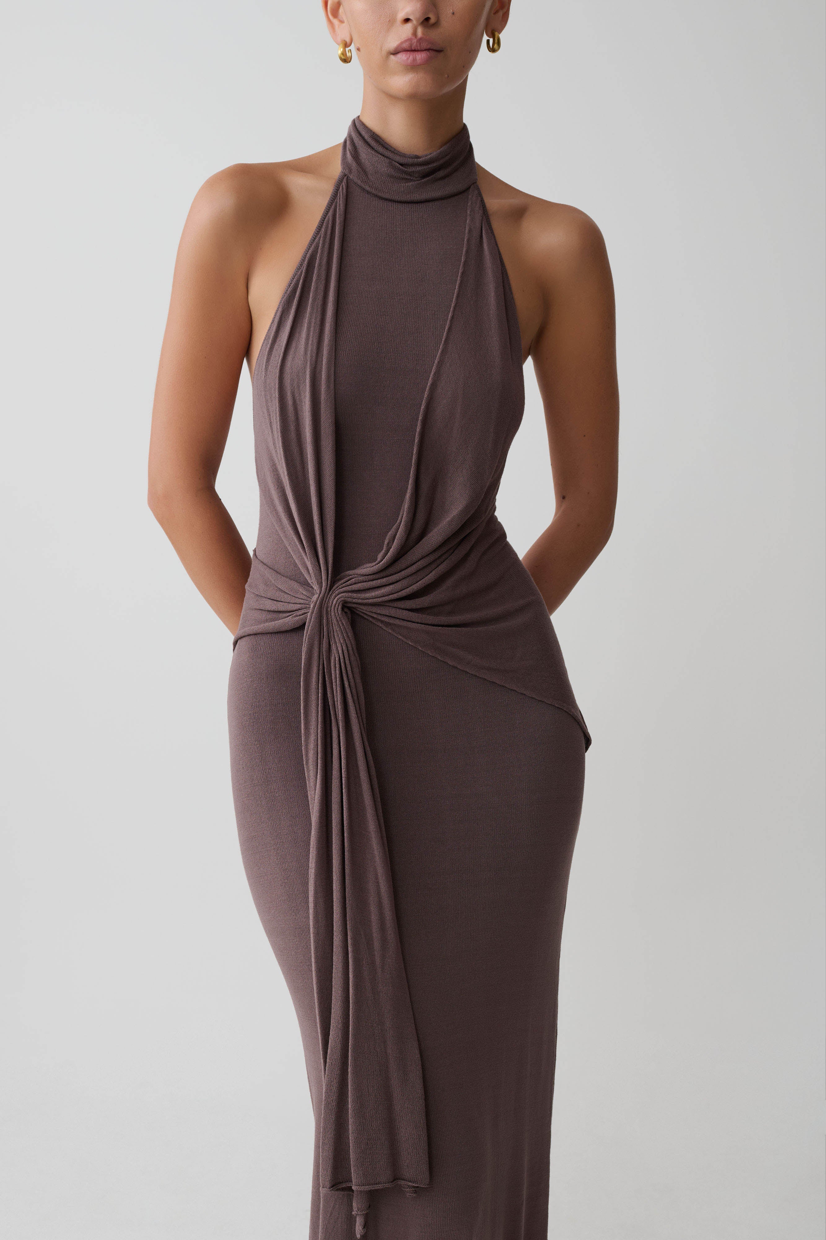 Cindylou Halter Knit Maxi Dress
