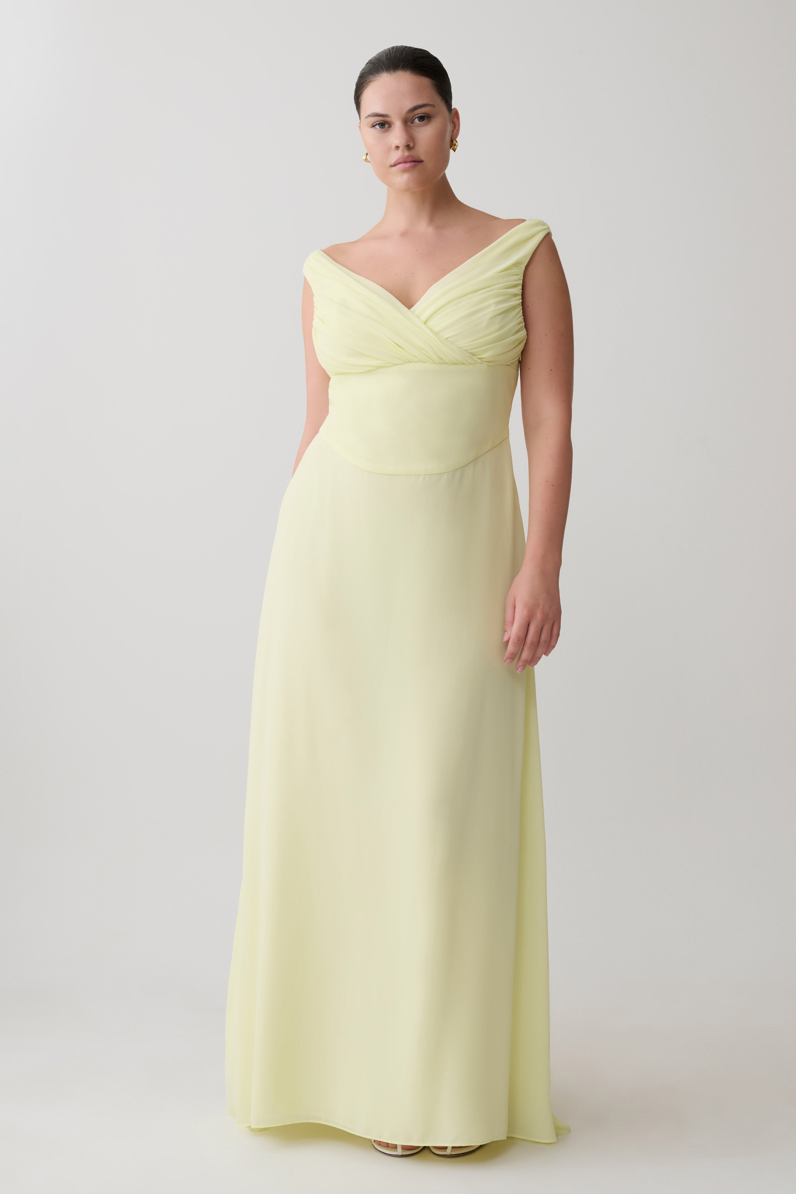 Mabel Off Shoulder Chiffon Maxi Dress