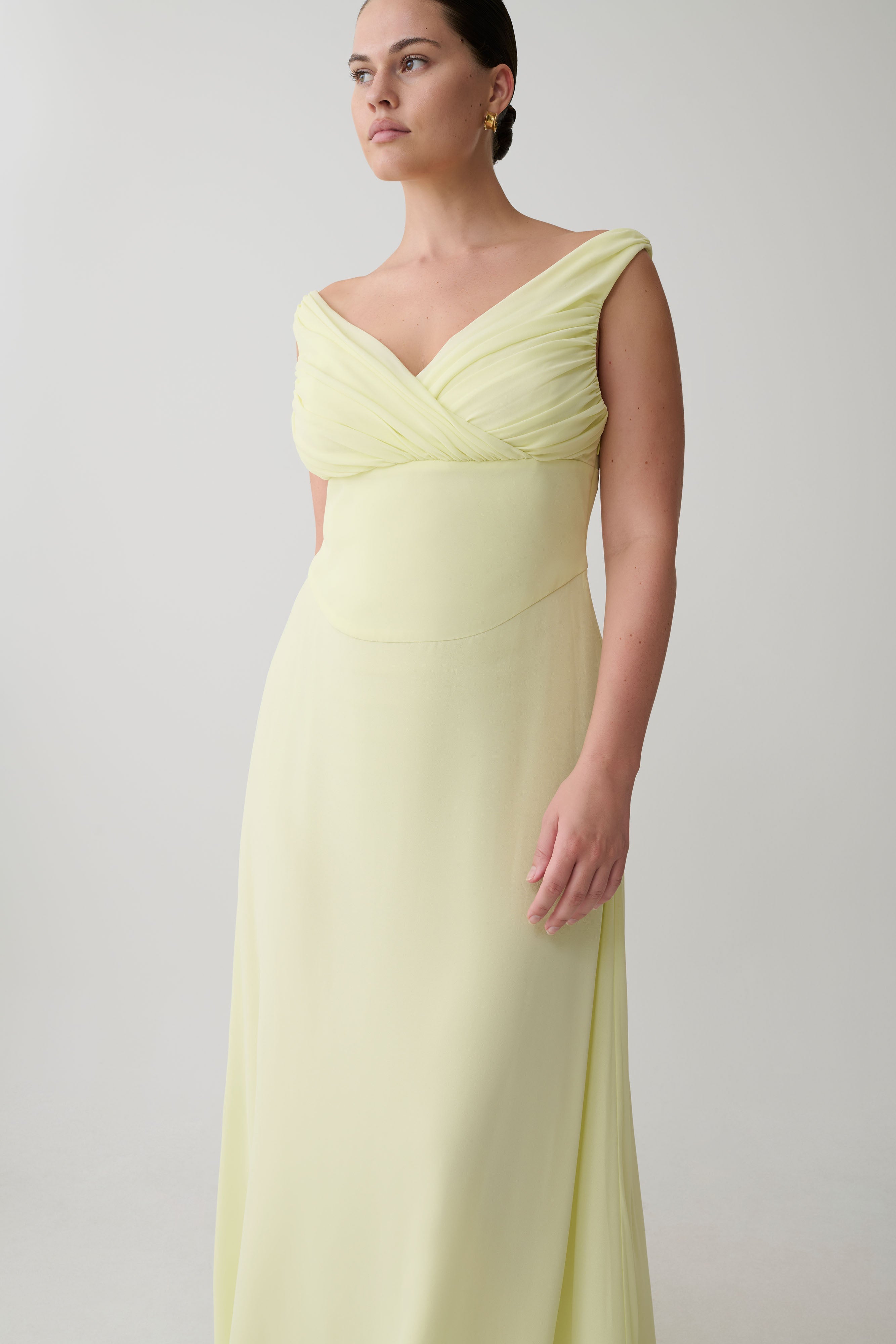 Mabel Off Shoulder Chiffon Maxi Dress