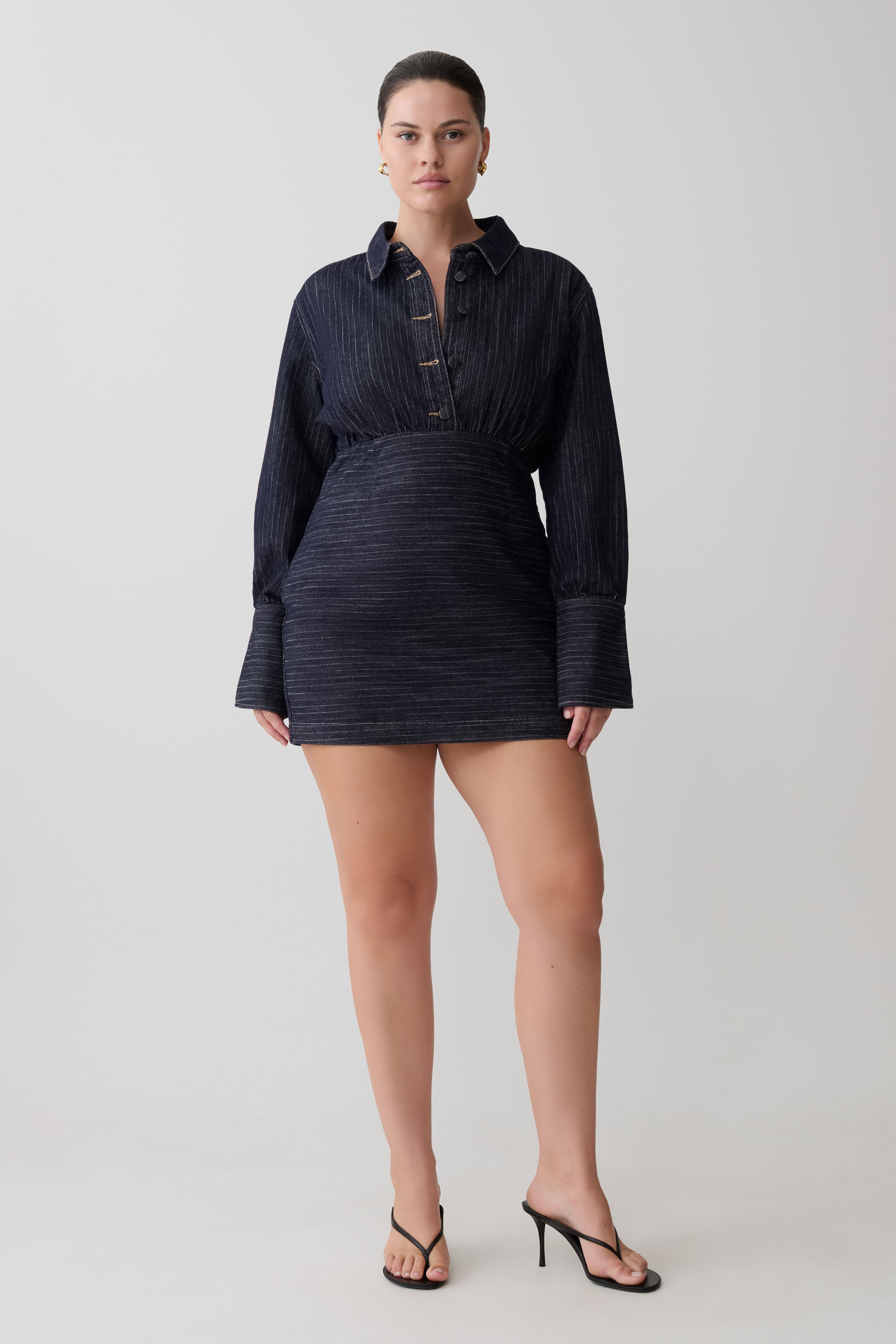 Zarah Denim Long Sleeve Mini Dress