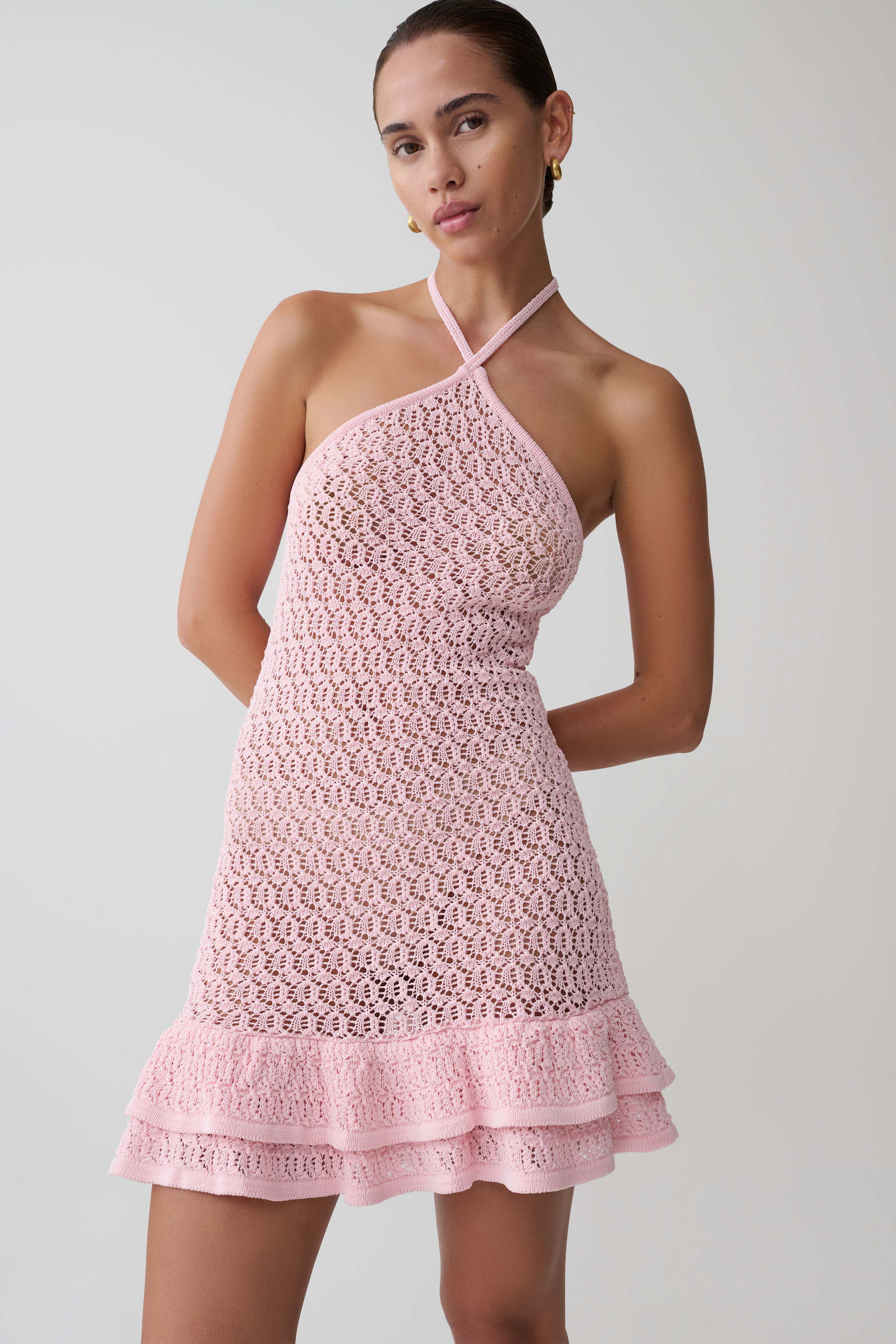 Carrisa Crochet Knit Mini Dress