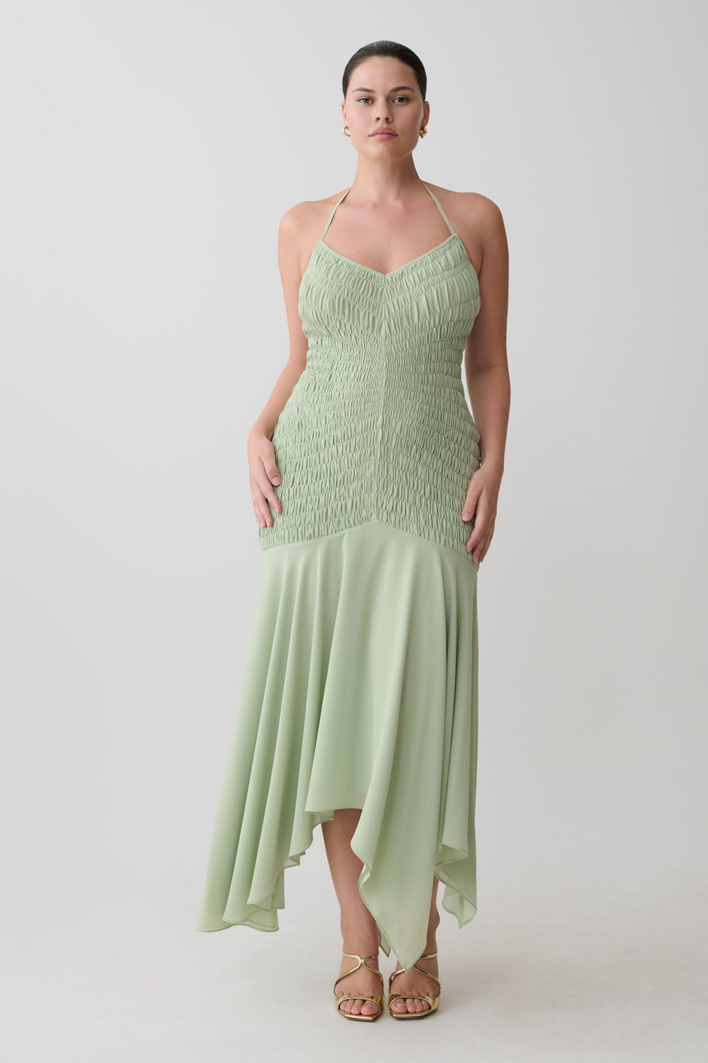 Evelyn Shirred Chiffon Maxi Dress