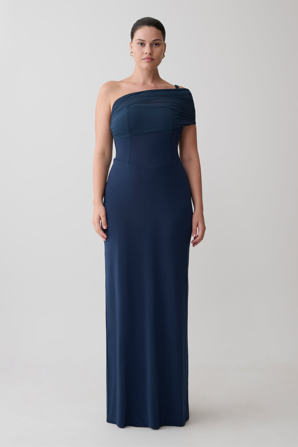 Hanh One Shoulder Mesh Maxi Dress