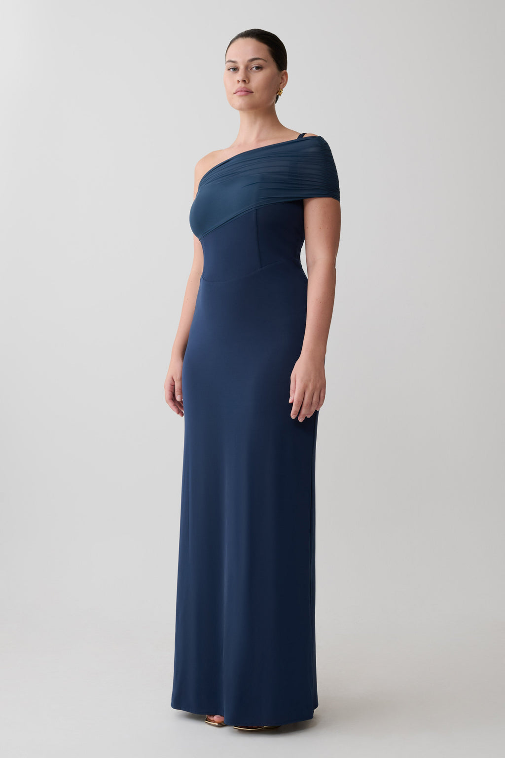 Hanh One Shoulder Mesh Maxi Dress