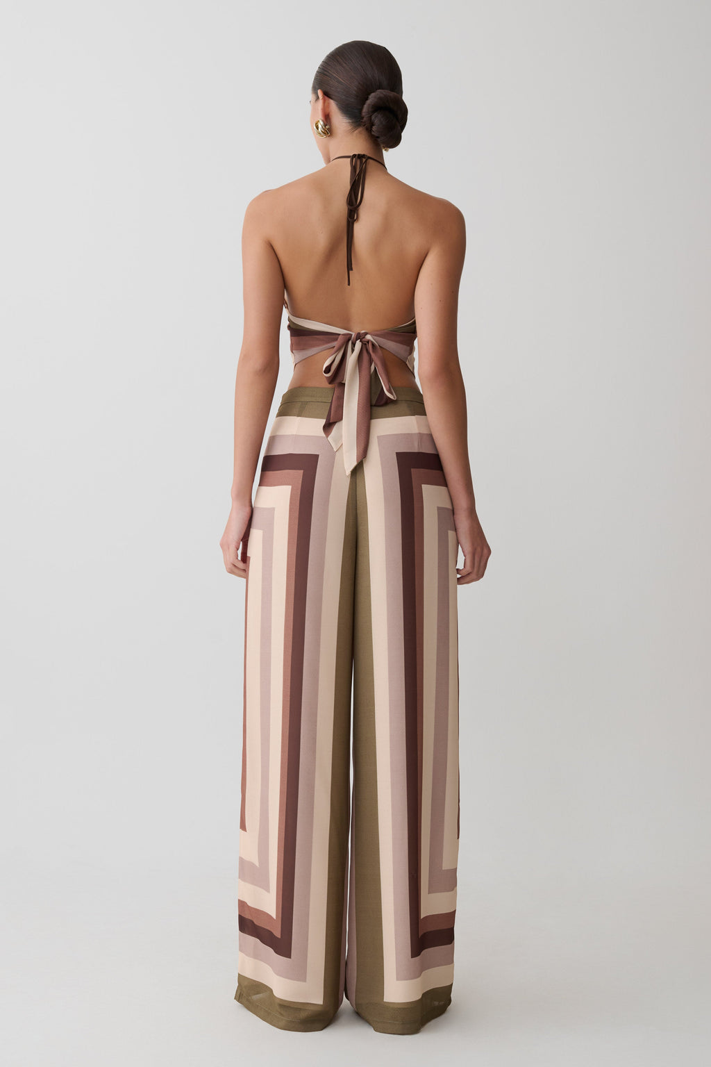 Rachel Chiffon Straight Leg Trousers - Multi Stripe