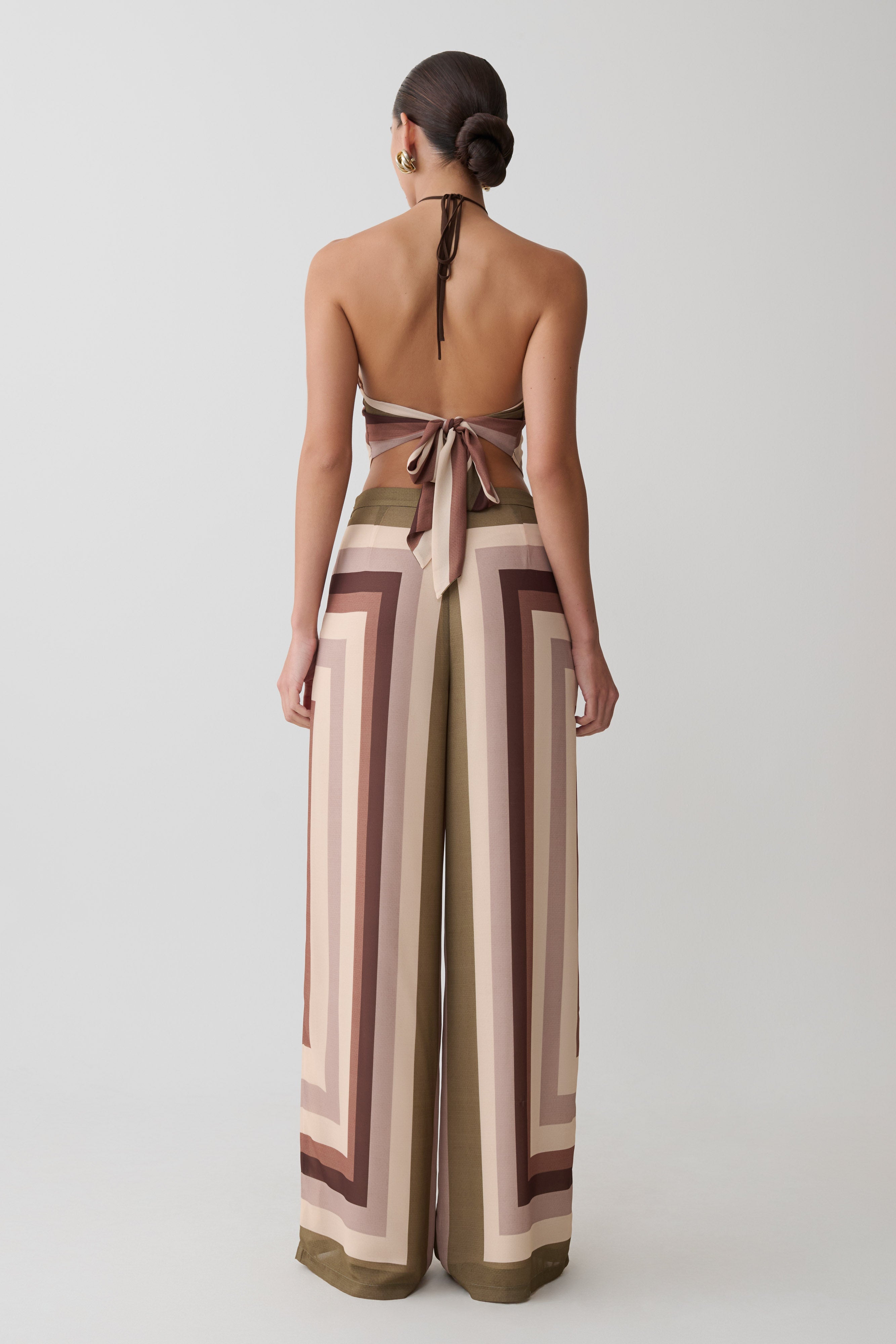 Rachel Chiffon Straight Leg Trousers - Multi Stripe