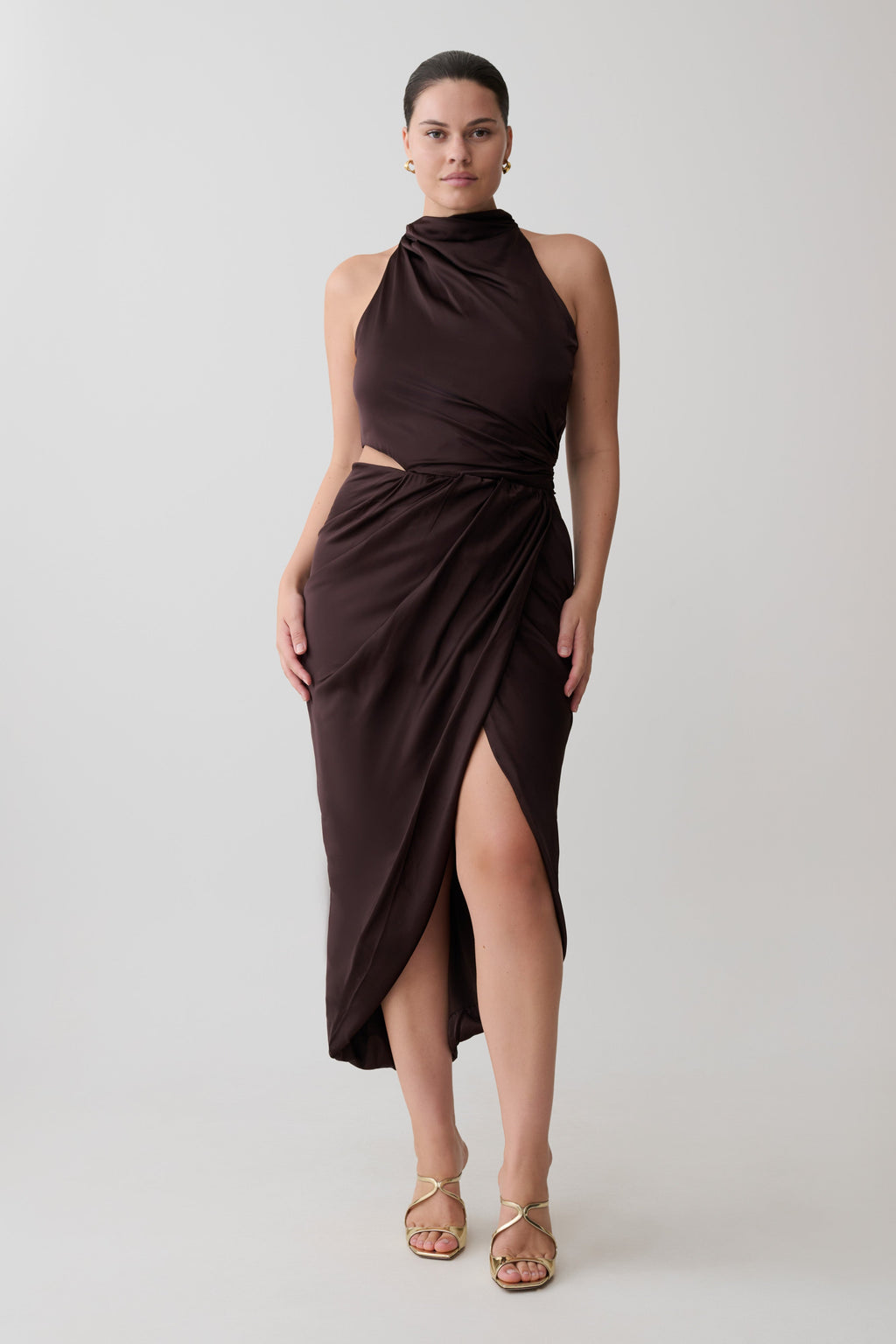 Aveline Draped Halter Midi Dress