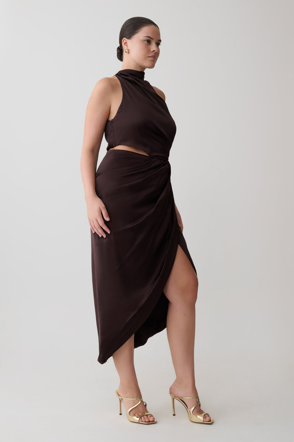 Aveline Draped Halter Midi Dress