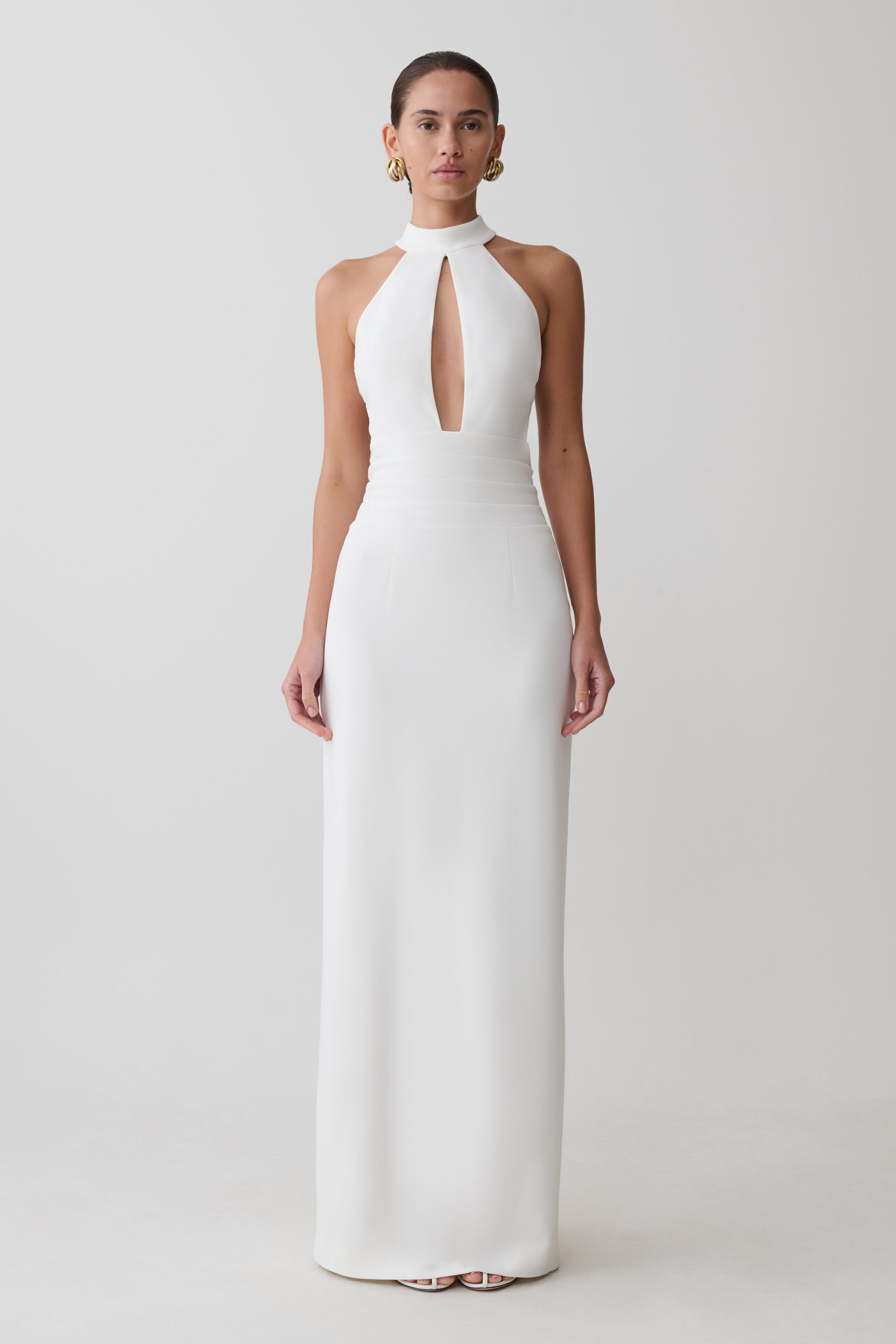 Elan Stretch Crepe Maxi Dress