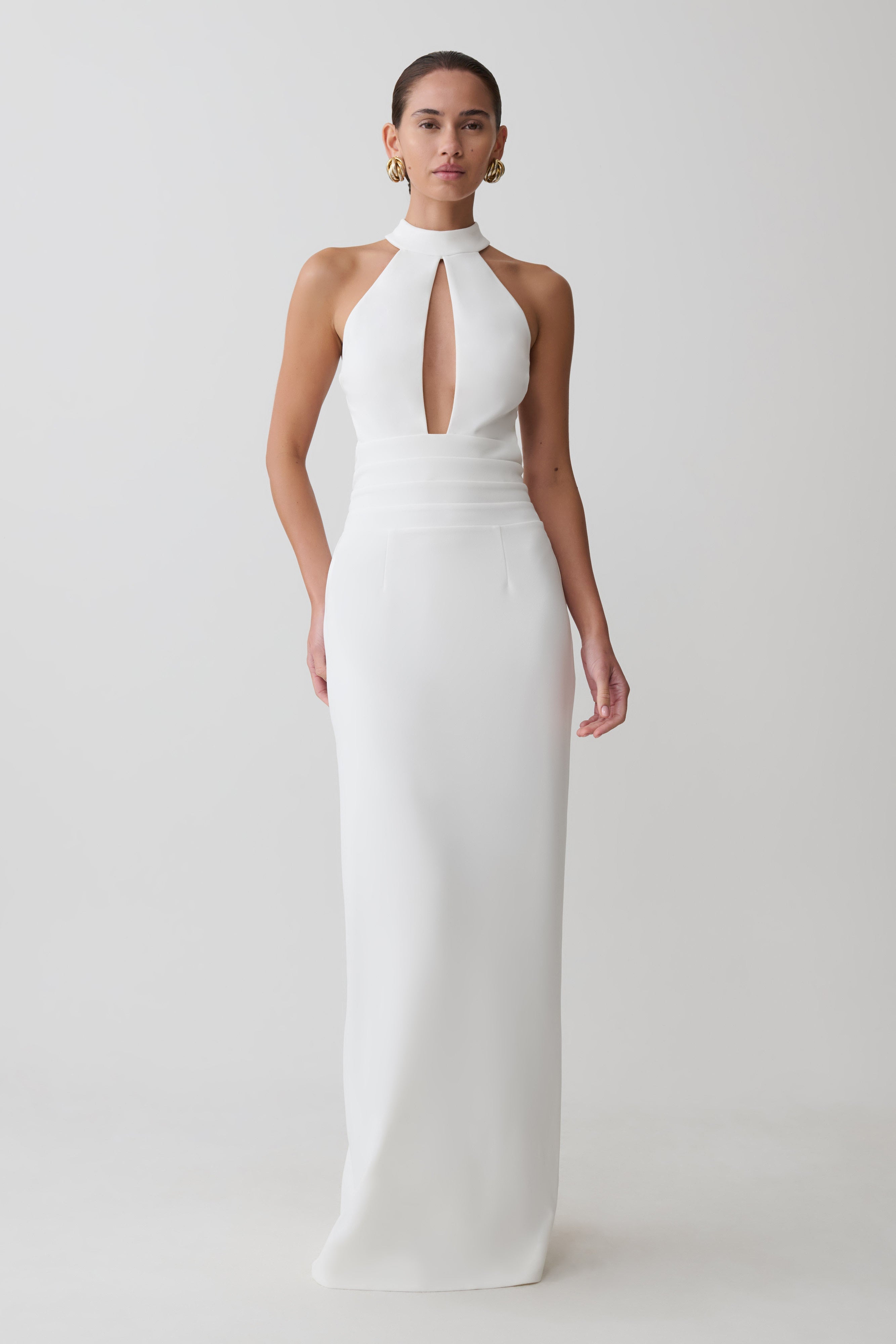 Elan Stretch Crepe Maxi Dress