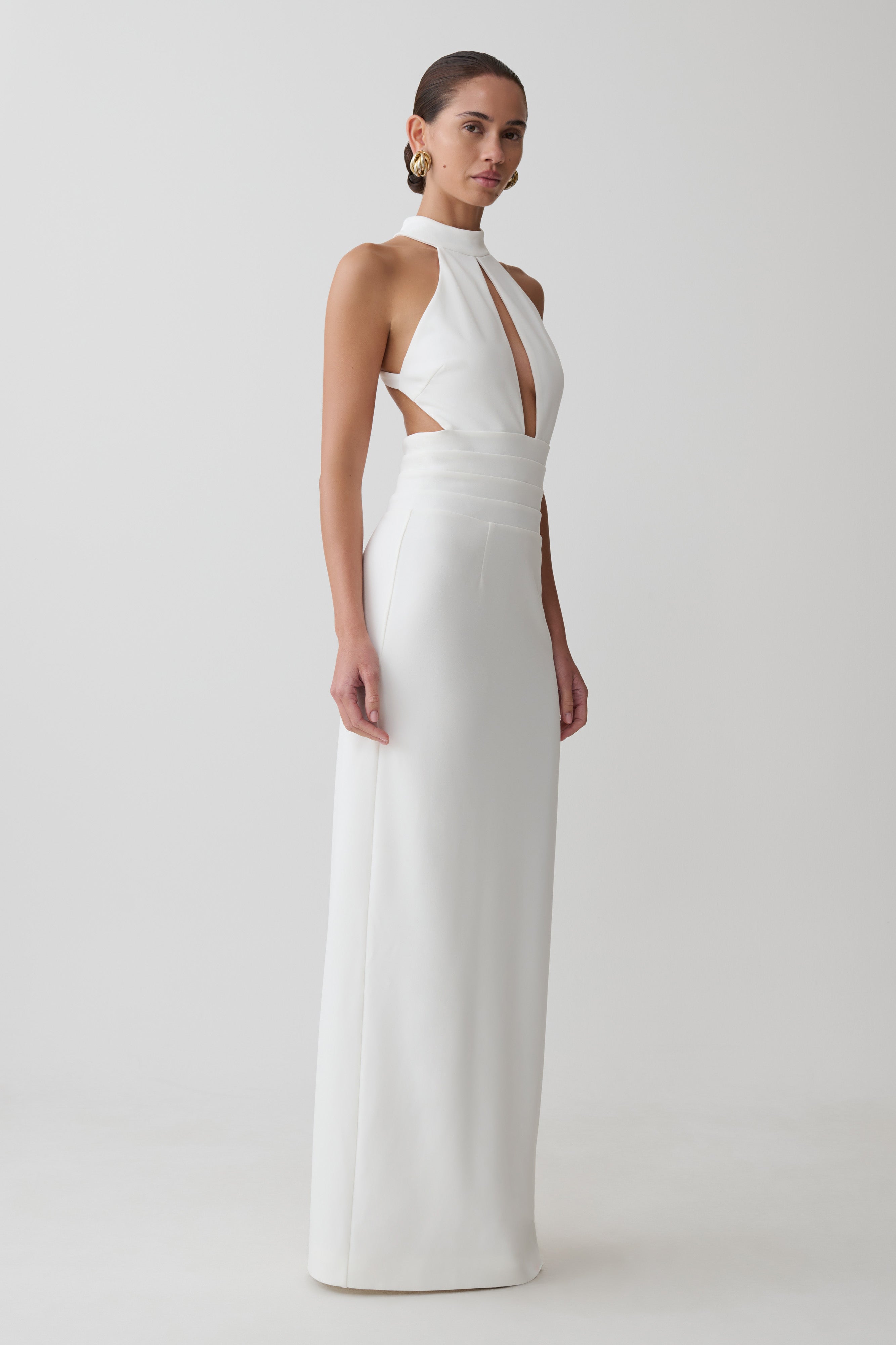 Elan Stretch Crepe Maxi Dress