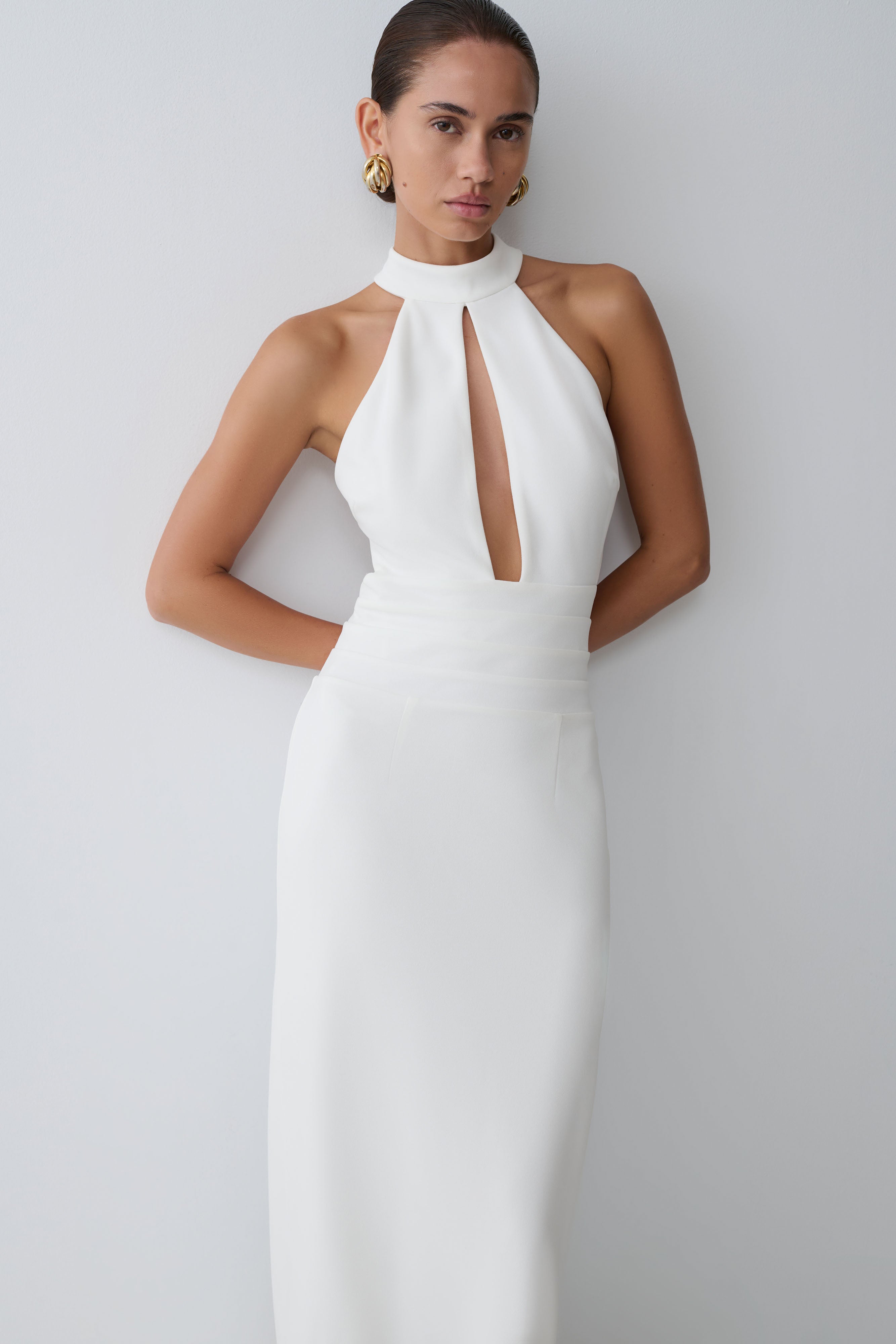 Elan Stretch Crepe Maxi Dress