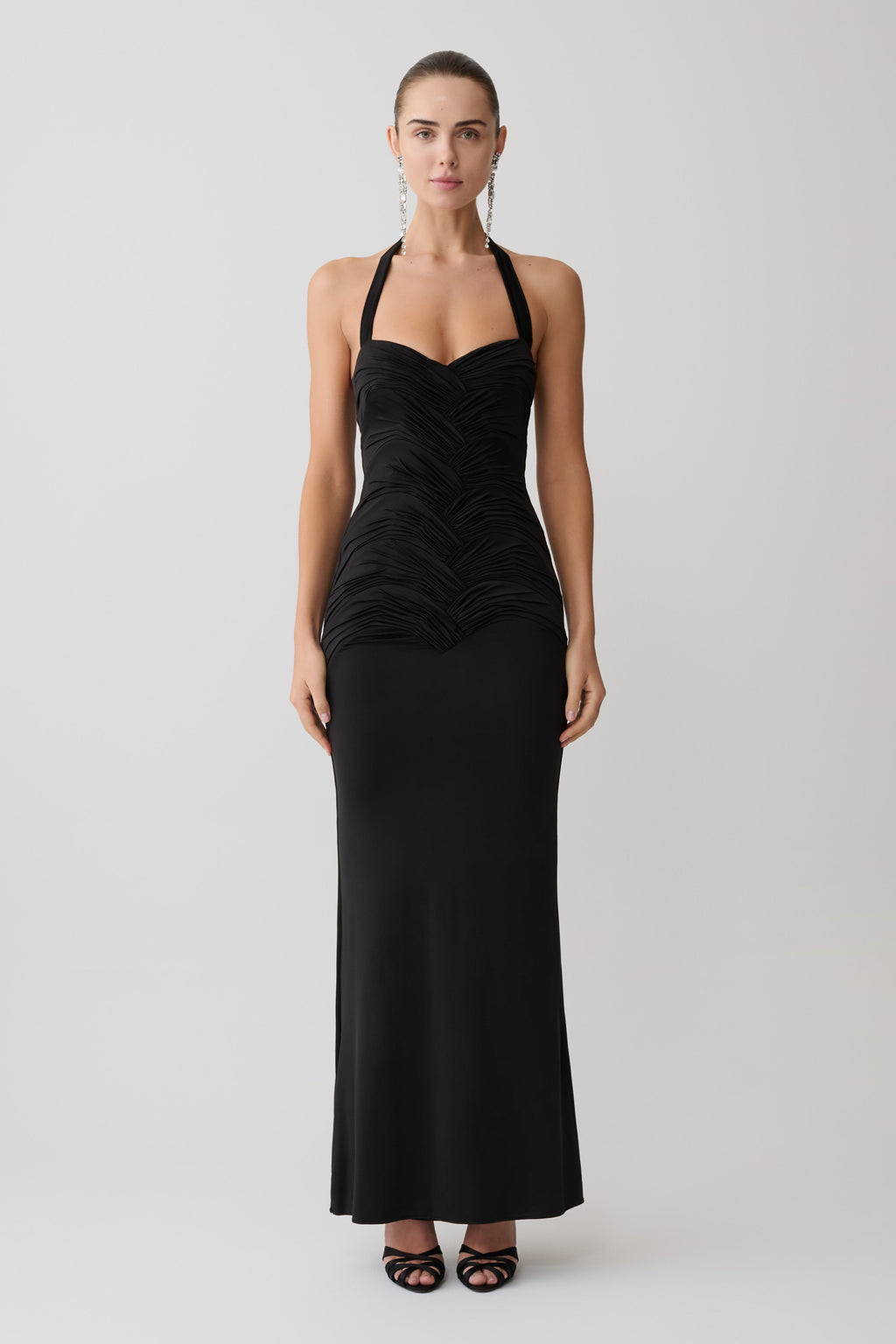 Hoai Gathered Slinky Halter Maxi Dress