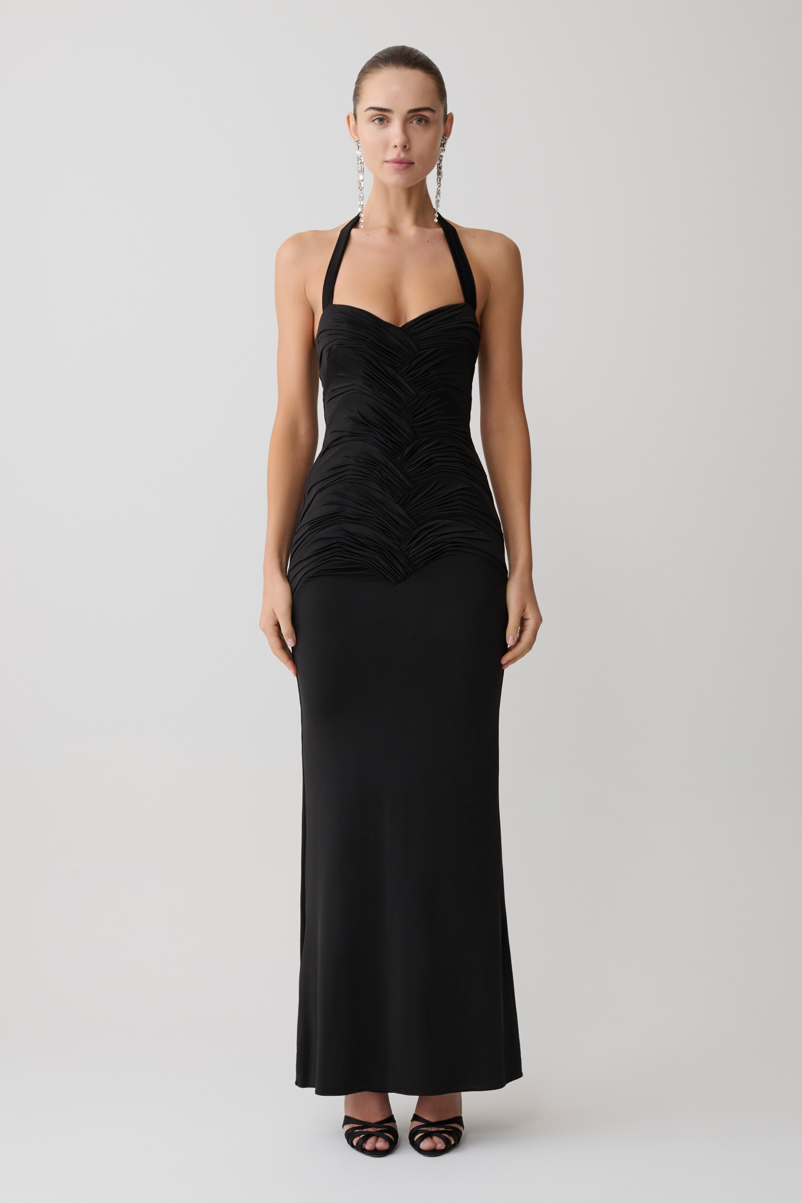 Hoai Gathered Slinky Halter Maxi Dress