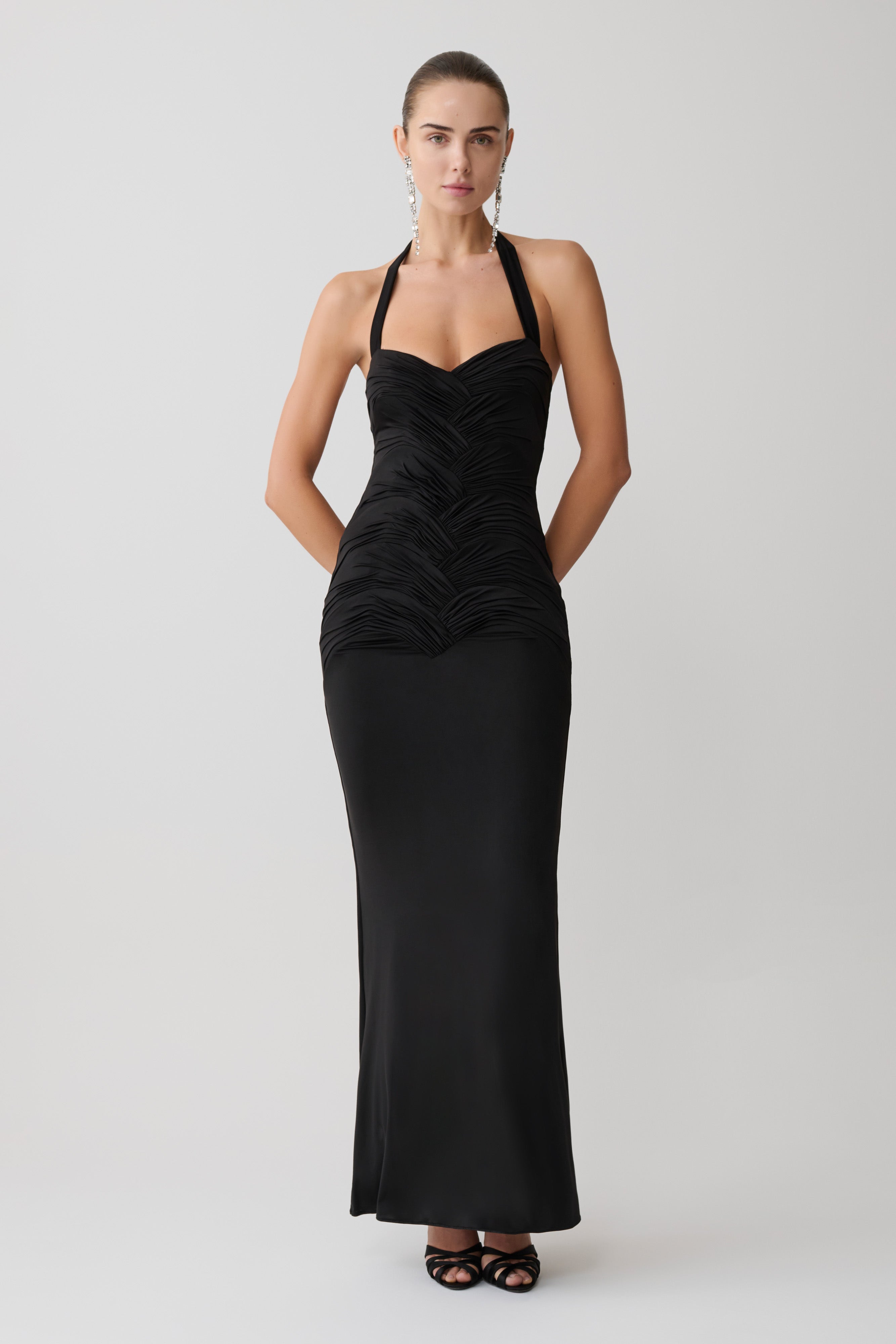Hoai Gathered Slinky Halter Maxi Dress