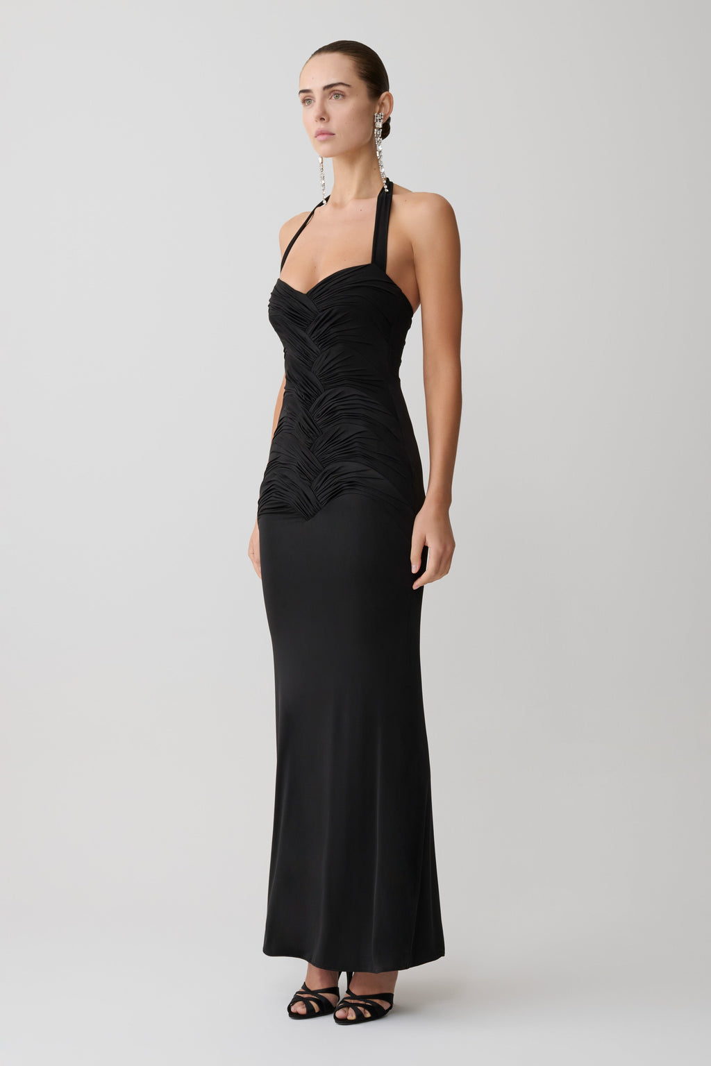 Hoai Gathered Slinky Halter Maxi Dress