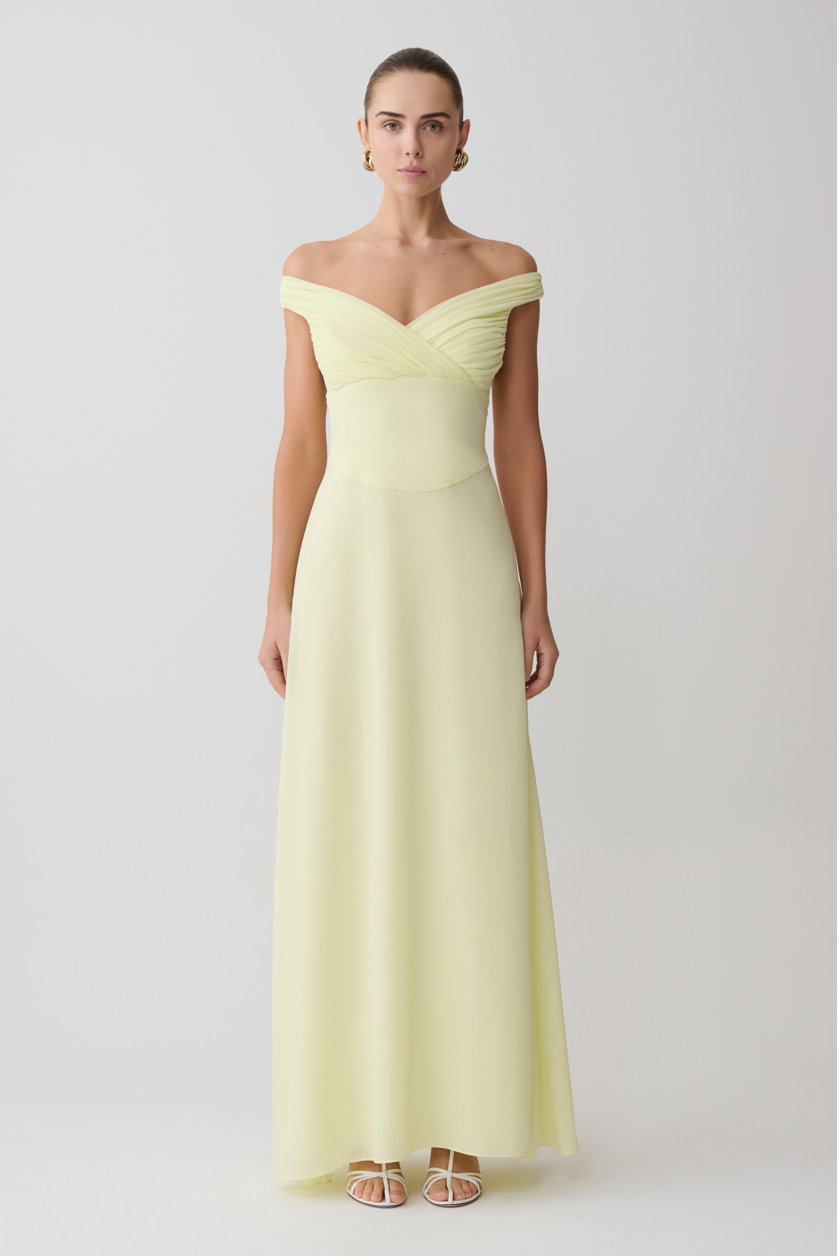Mabel Off Shoulder Chiffon Maxi Dress