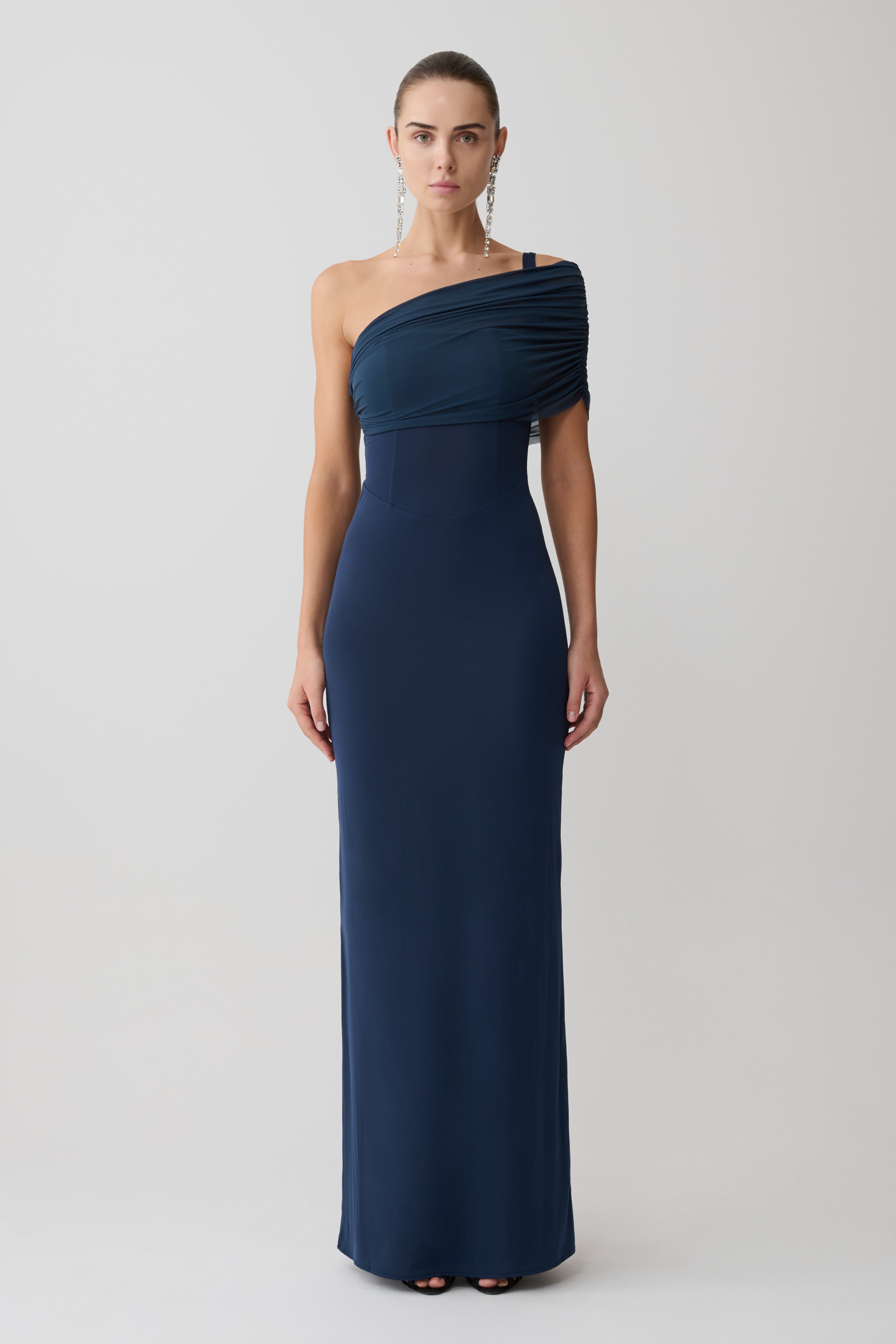 Hanh One Shoulder Mesh Maxi Dress